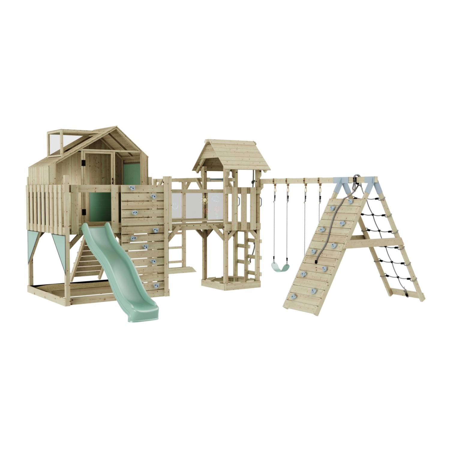 OutdoorToys Spielturm Milo mit Kinderschaukel Mintgrün günstig online kaufen