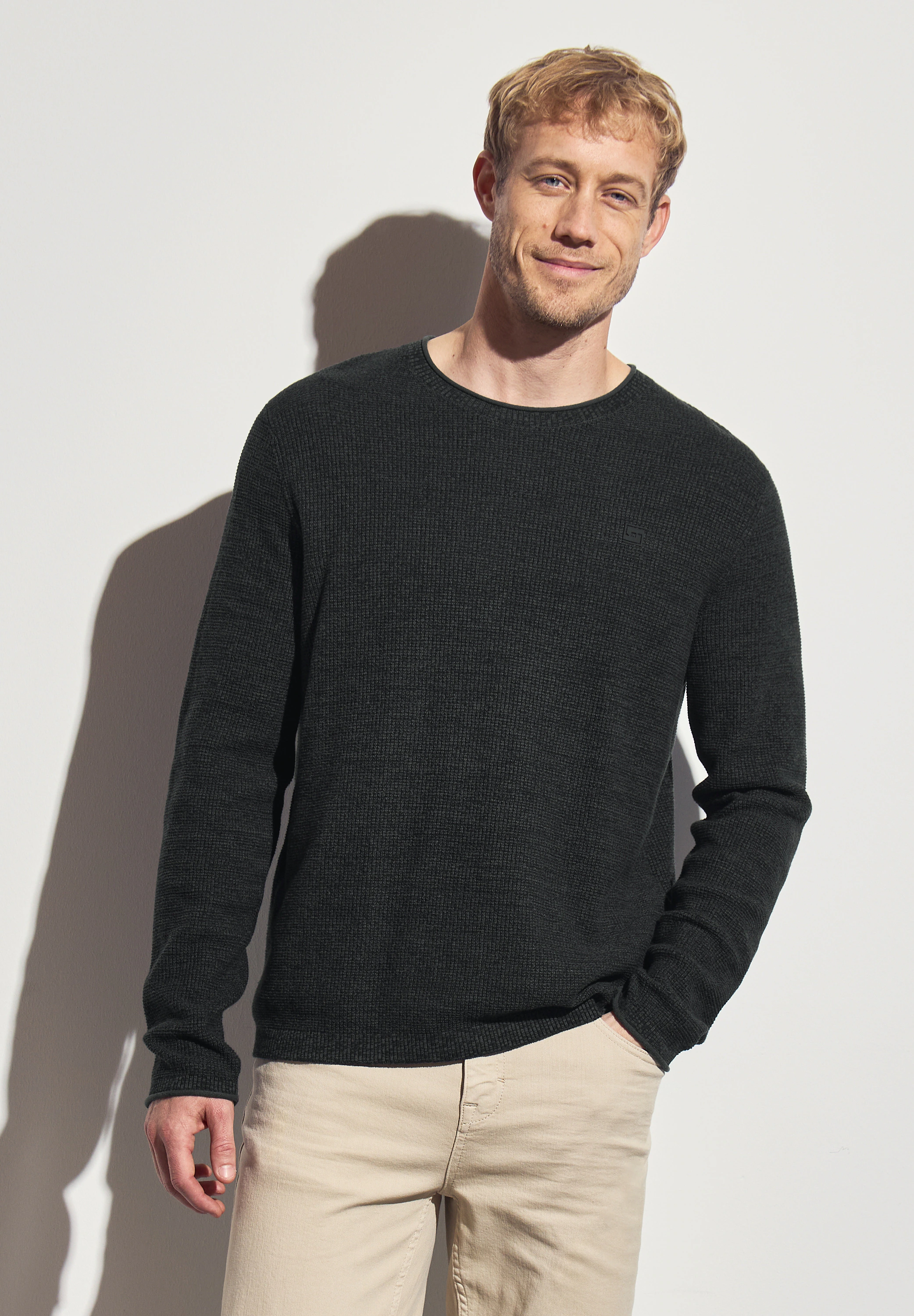 STREET ONE MEN Rundhalspullover, aus reiner Baumwolle günstig online kaufen