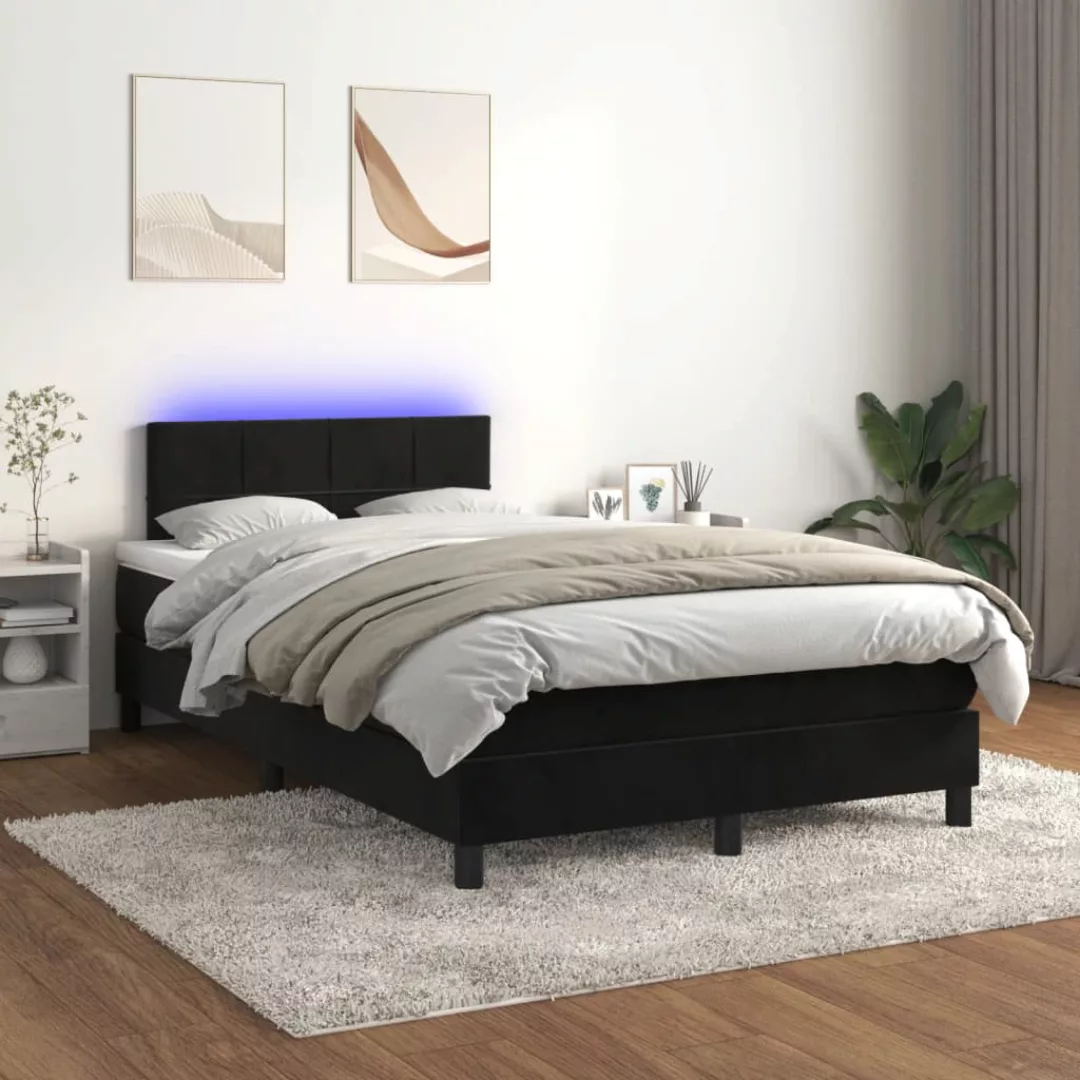 Vidaxl Boxspringbett Mit Matratze & Led Schwarz 120x200 Cm Samt günstig online kaufen