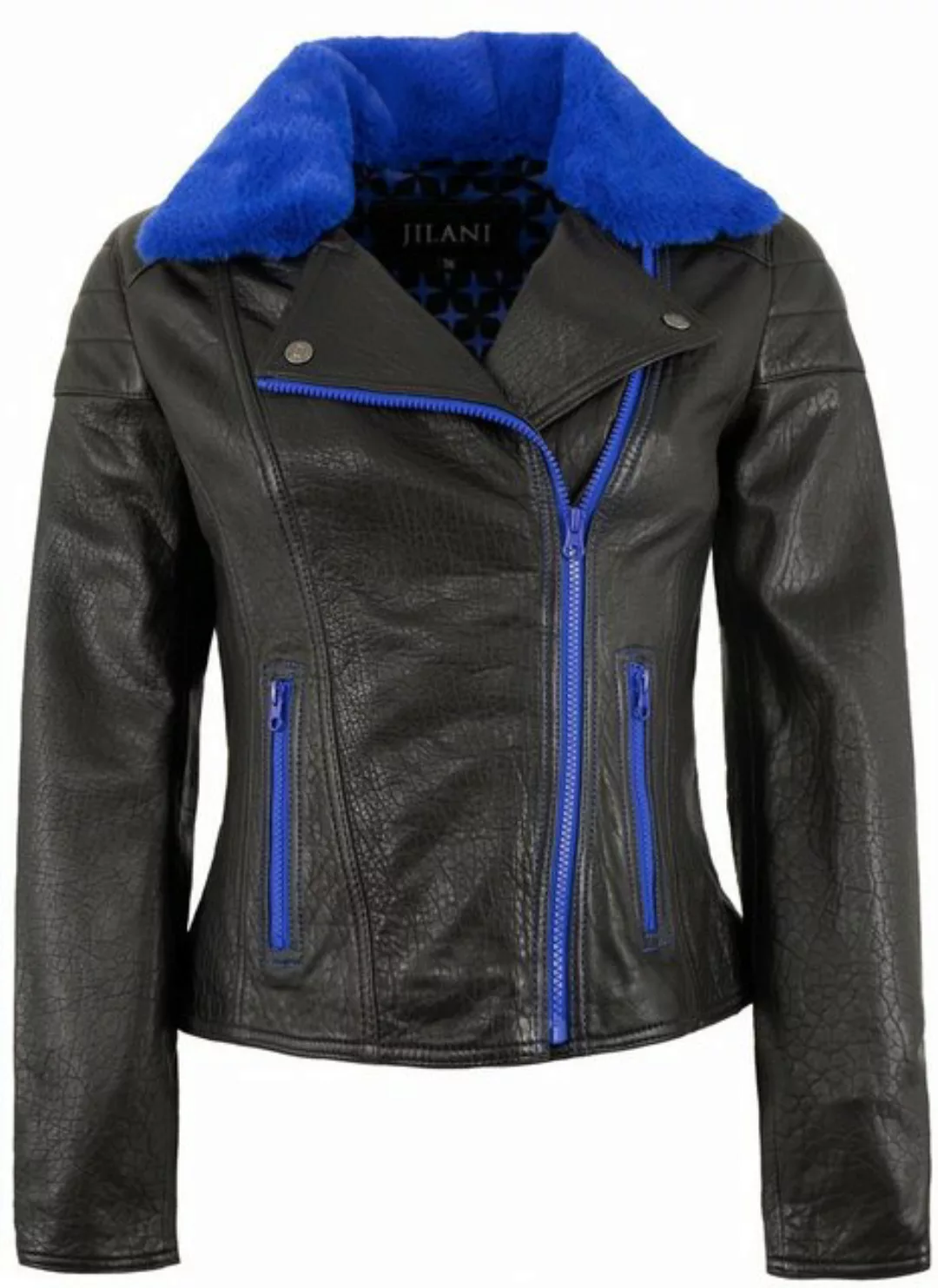 Jilani Lederjacke Alla Jilani - Damen Lederjacke Bikerjacke Lammnappa schwa günstig online kaufen