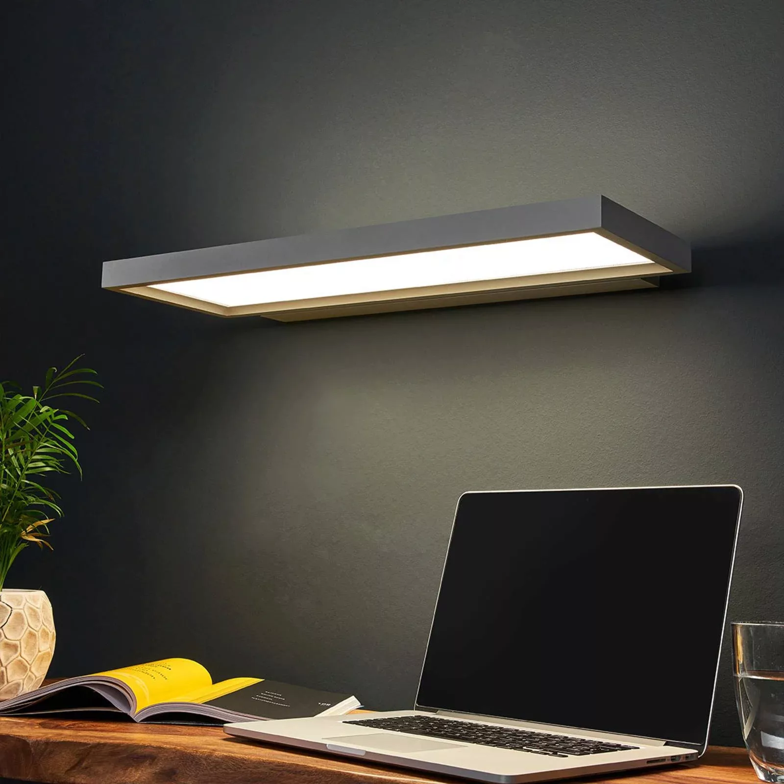 LED-Büro-Wandleuchte Rick, grau, universalweiß günstig online kaufen