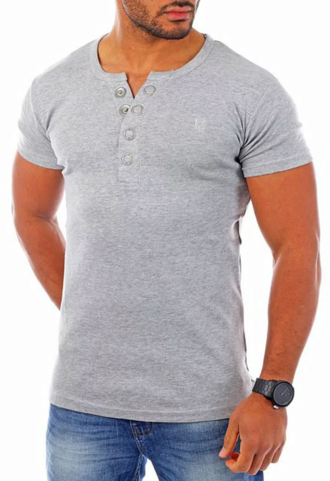 Young & Rich T-Shirt Herren basic fein gerippt mit trendigen extra großen K günstig online kaufen