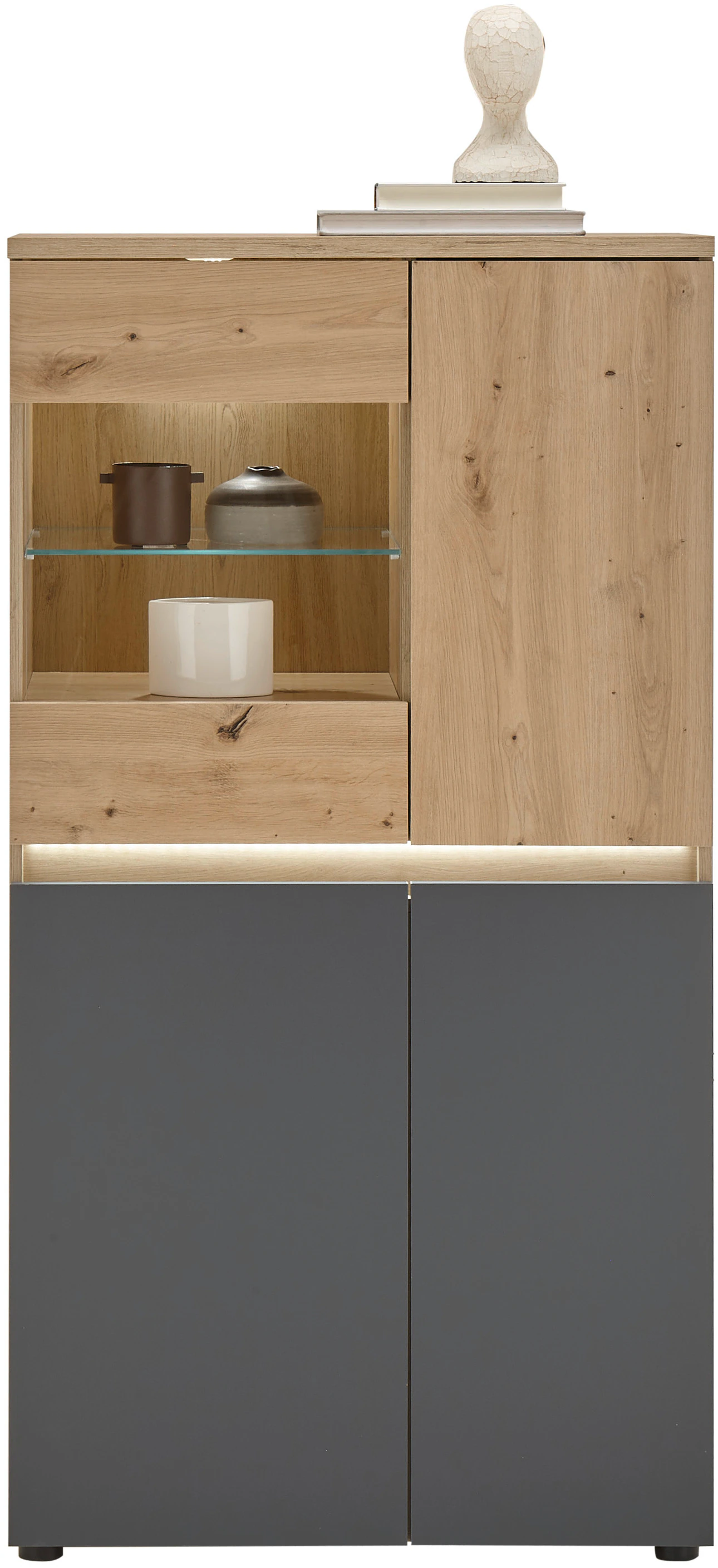 HBZ Highboard "Lille mit LED-Beleuchtung, Wohnzimmerschrank BxHxT 75x140x38 günstig online kaufen