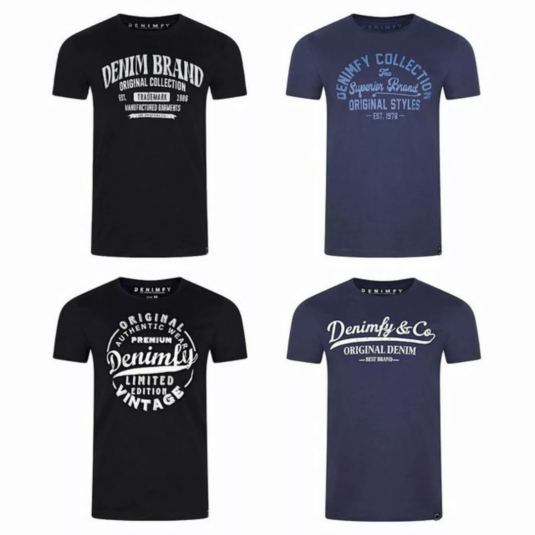 DENIMFY Tshirt Herren Baumwolle Regular Fit DFNuri 4er Pack Set günstig online kaufen