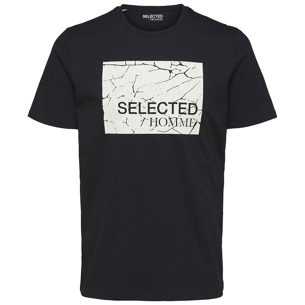 Selected Regular Dani Kurzarm O Hals T-shirt XL Black / Print Egret Logo Pr günstig online kaufen