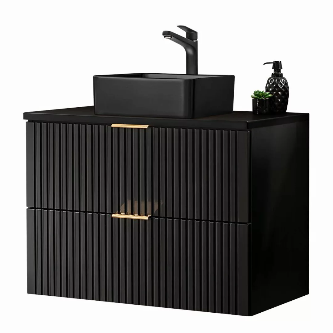 Lomadox Waschtisch ADELAIDE-56-BLACK, schwarzem Aufsatzwaschbecken in günstig online kaufen
