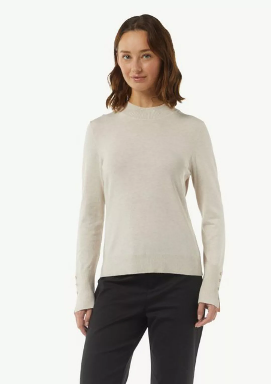 Comma Langarmshirt Feiner Strickpullover mit Turtleneck Zierknopf günstig online kaufen