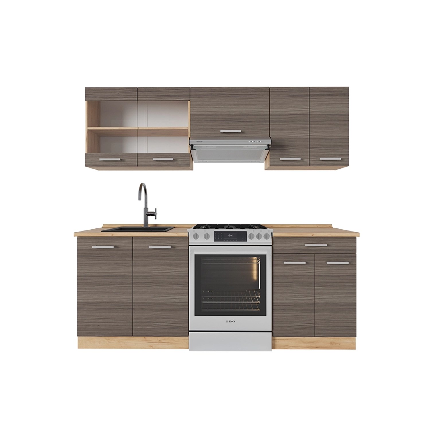 Vicco Küchenzeile R-Line, Edelgrau/Goldkraft Eiche, 200 günstig online kaufen