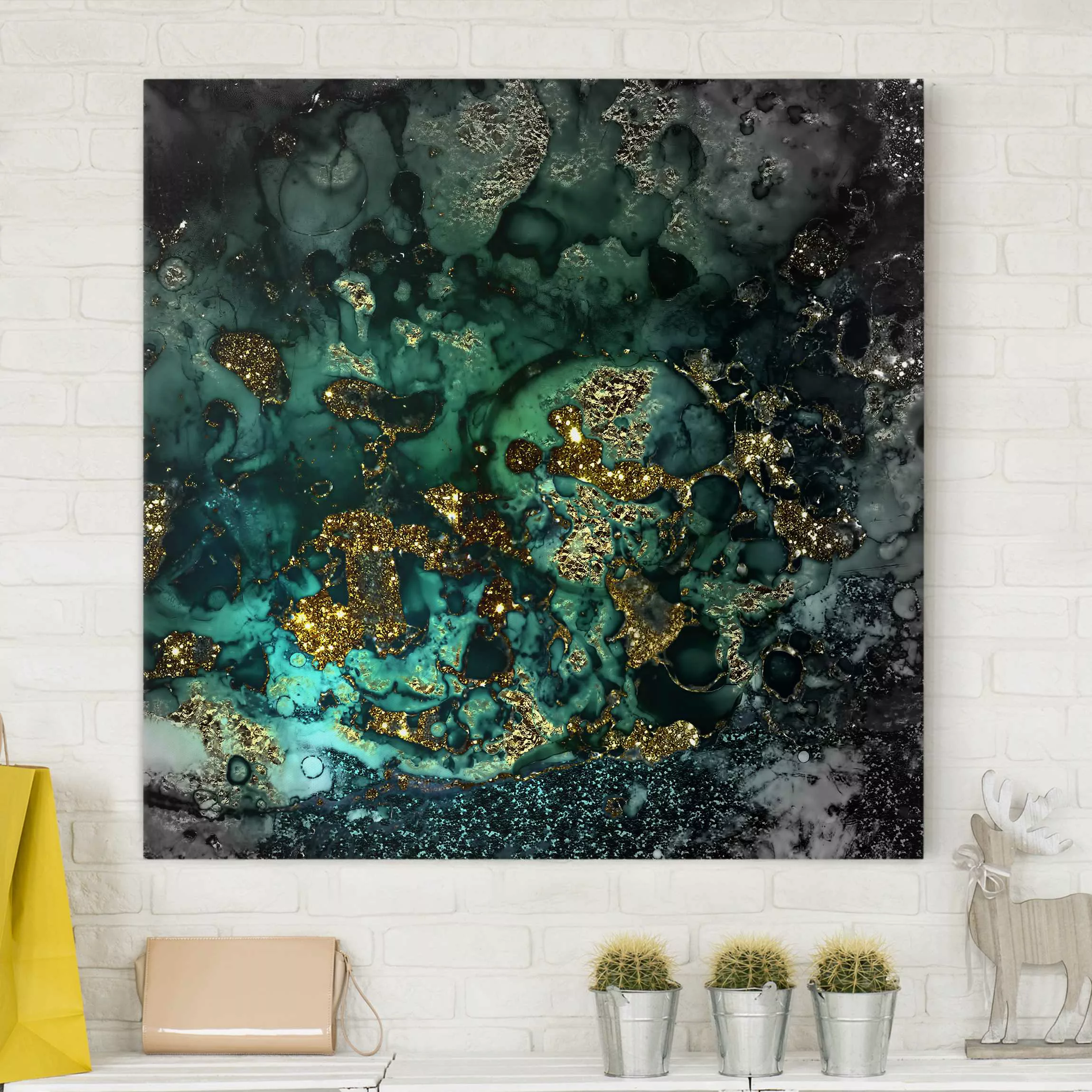 Leinwandbild Goldene Meeres-Inseln Abstrakt günstig online kaufen