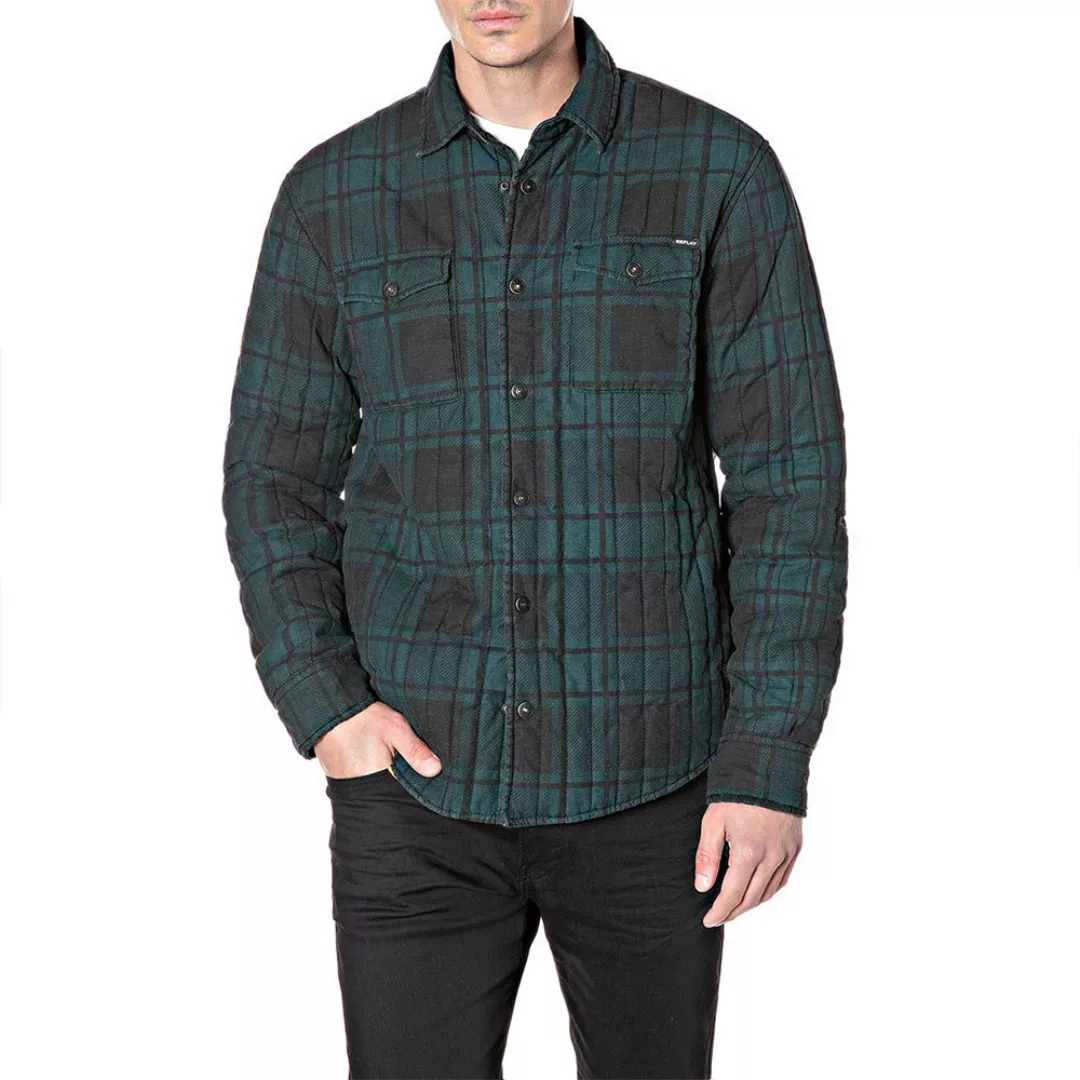 Replay M4070.000.73458 Shirt 2XL Black / Green günstig online kaufen