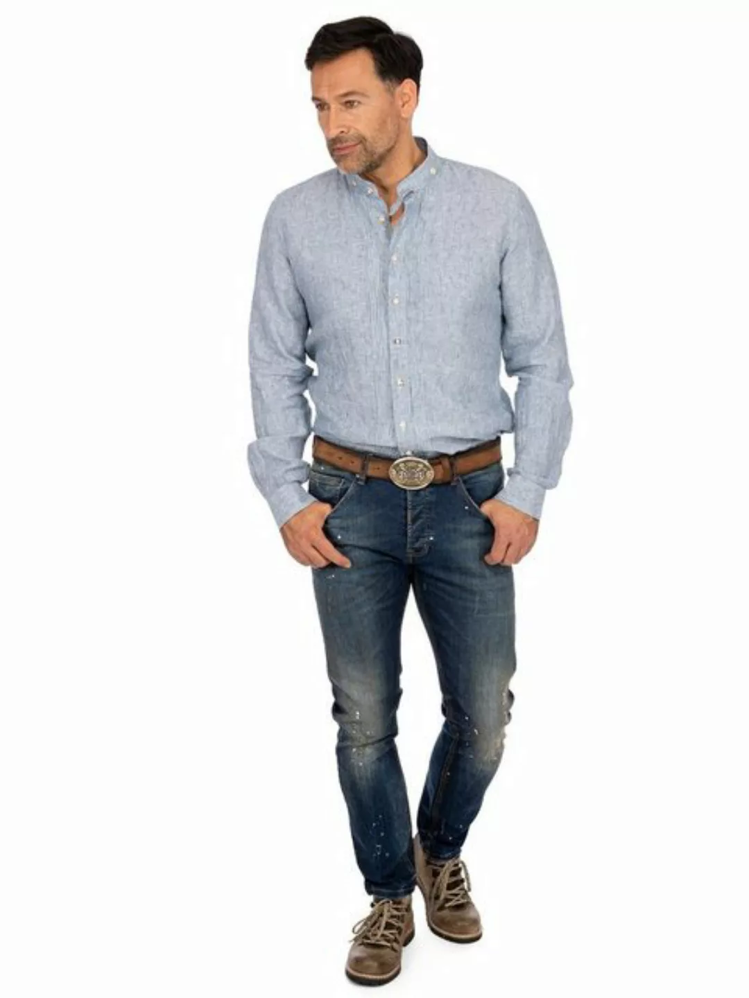 Almsach Trachtenhemd Hemd Stehkragen 175LI navy (Slim Fit) günstig online kaufen