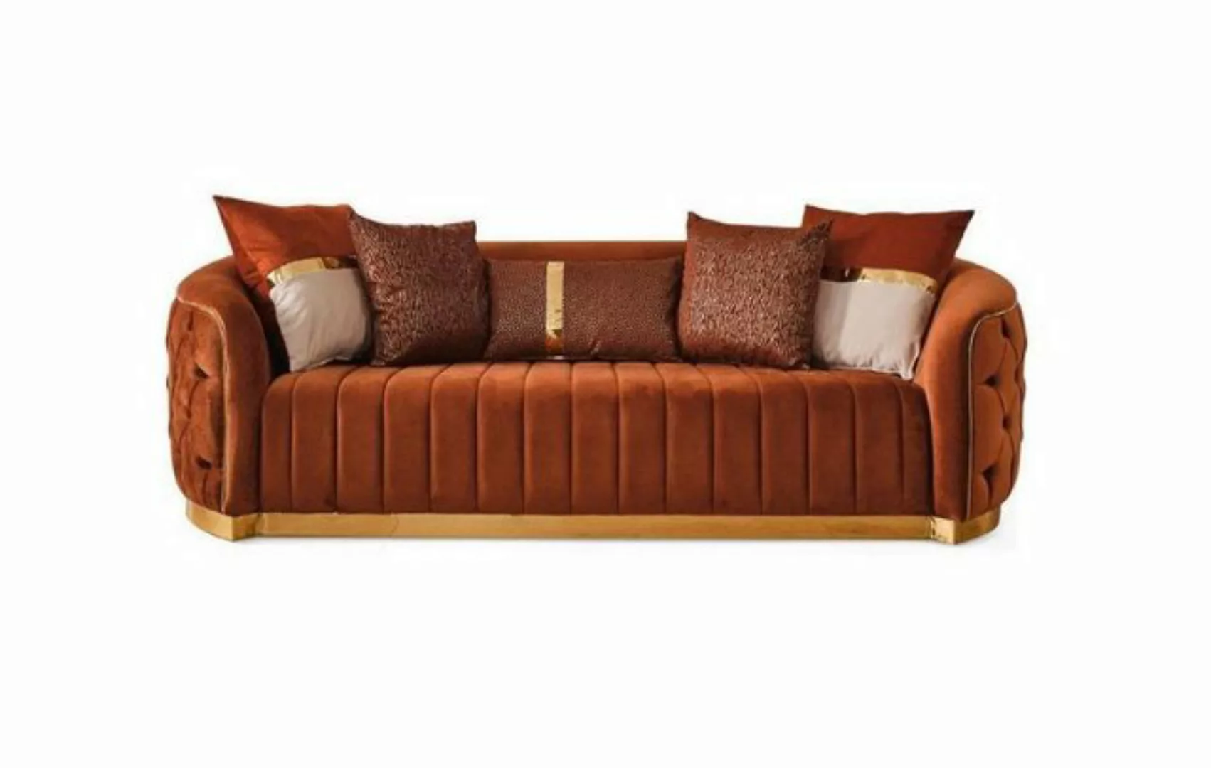 JVmoebel 3-Sitzer Orange Textil Dreisitzer Moderne Designer Luxus Couch Sof günstig online kaufen