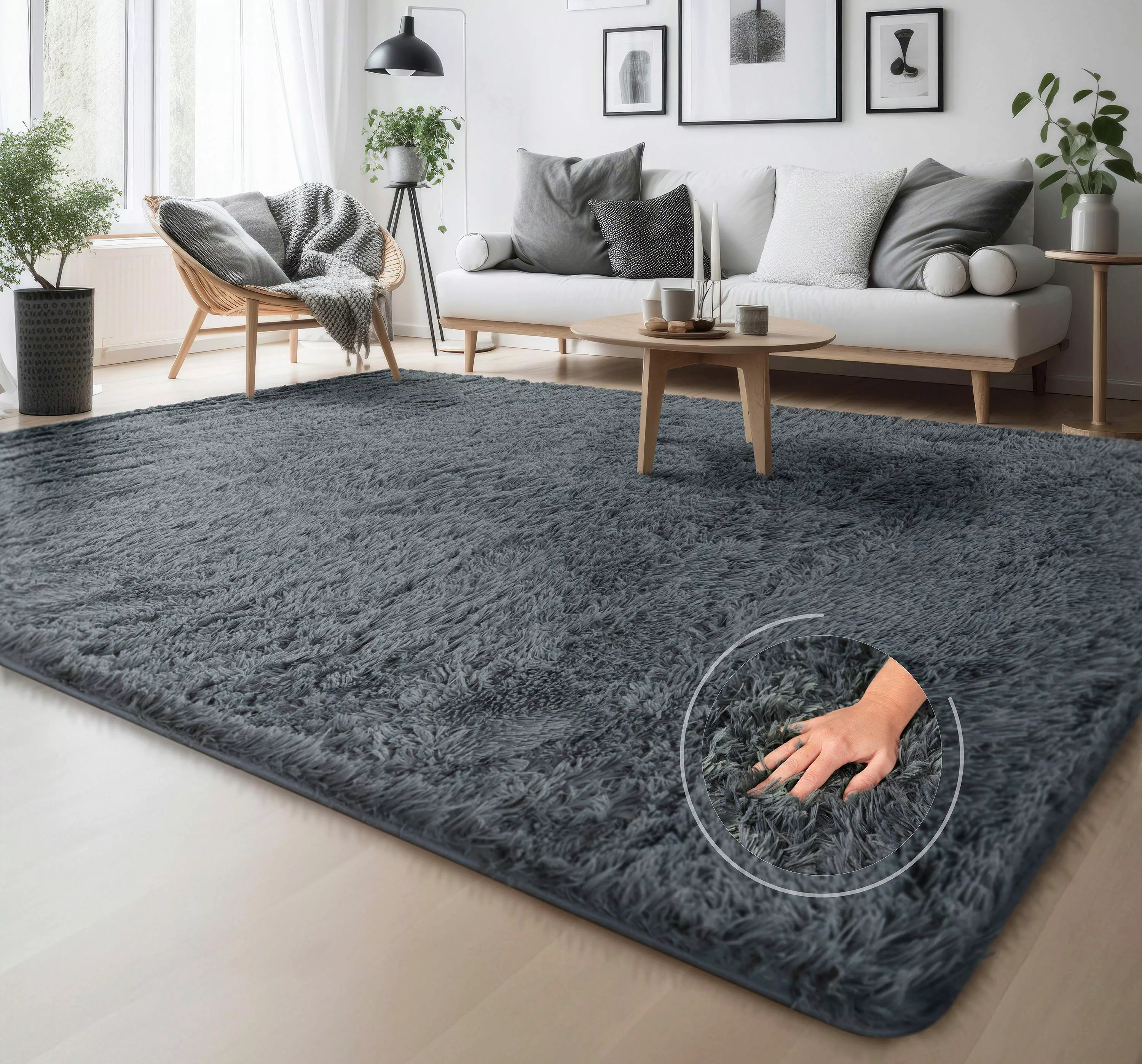 my home Hochflor-Teppich Serville, rechteckig, Höhe: günstig online kaufen