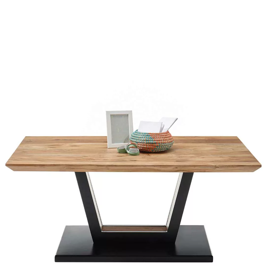 Wohnzimmer Tisch aus Akazie Massivholz und Metall 110 cm breit günstig online kaufen