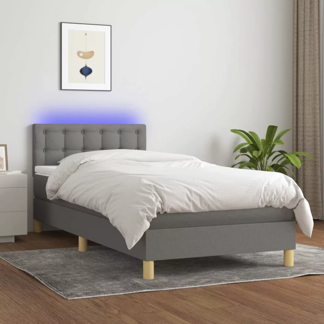 vidaXL Bettgestell Boxspringbett mit Matratze LED Dunkelgrau 80x200 cm Stof günstig online kaufen