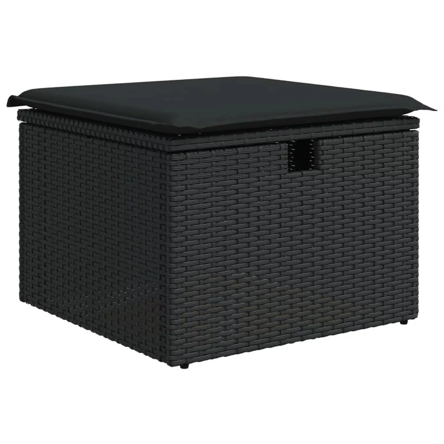 VidaXL Gartenhocker mit Kissen Schwarz 55x55x37 cm Poly Rattan 1 günstig online kaufen