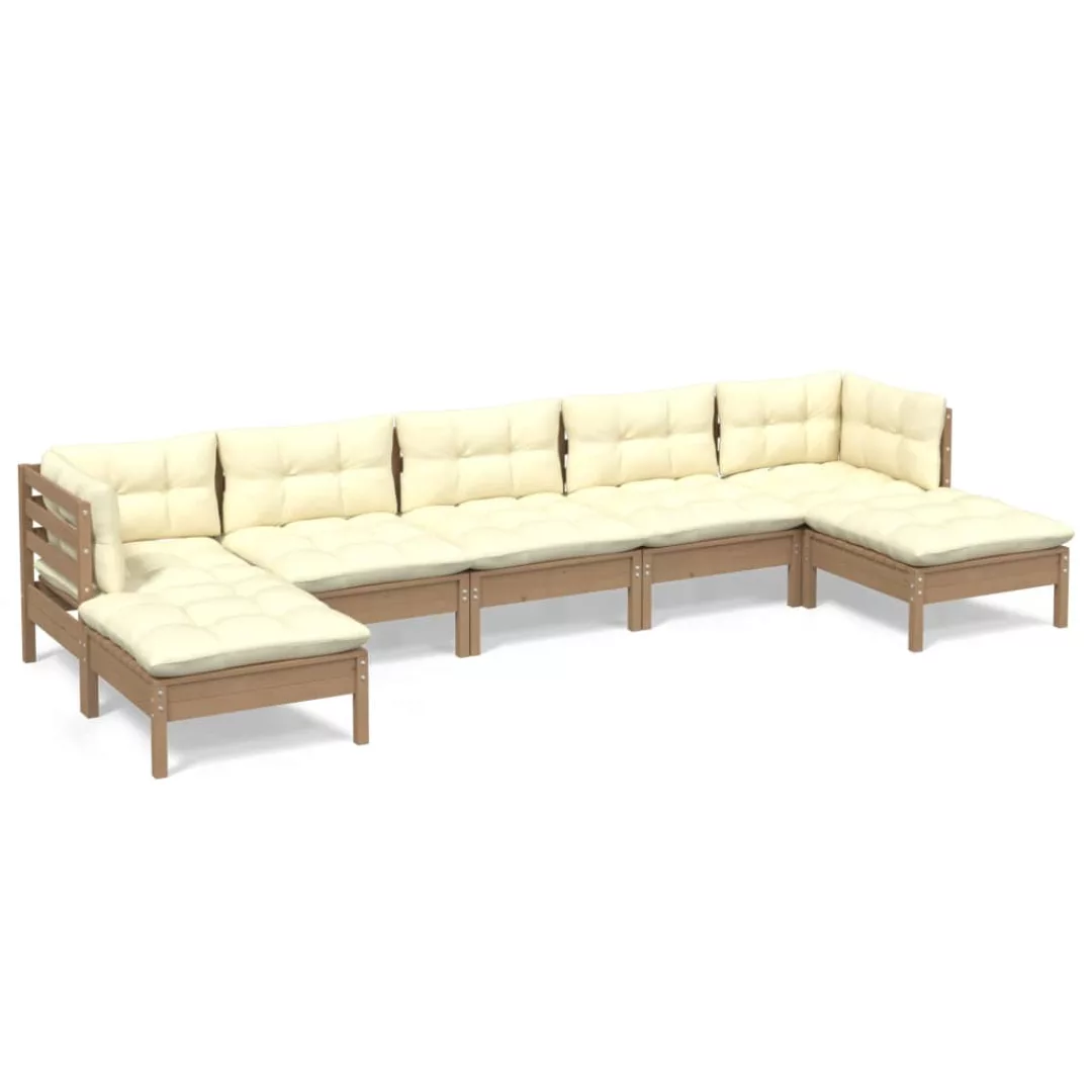 7-tlg. Garten-lounge-set Mit Kissen Honigbraun Kiefernholz günstig online kaufen