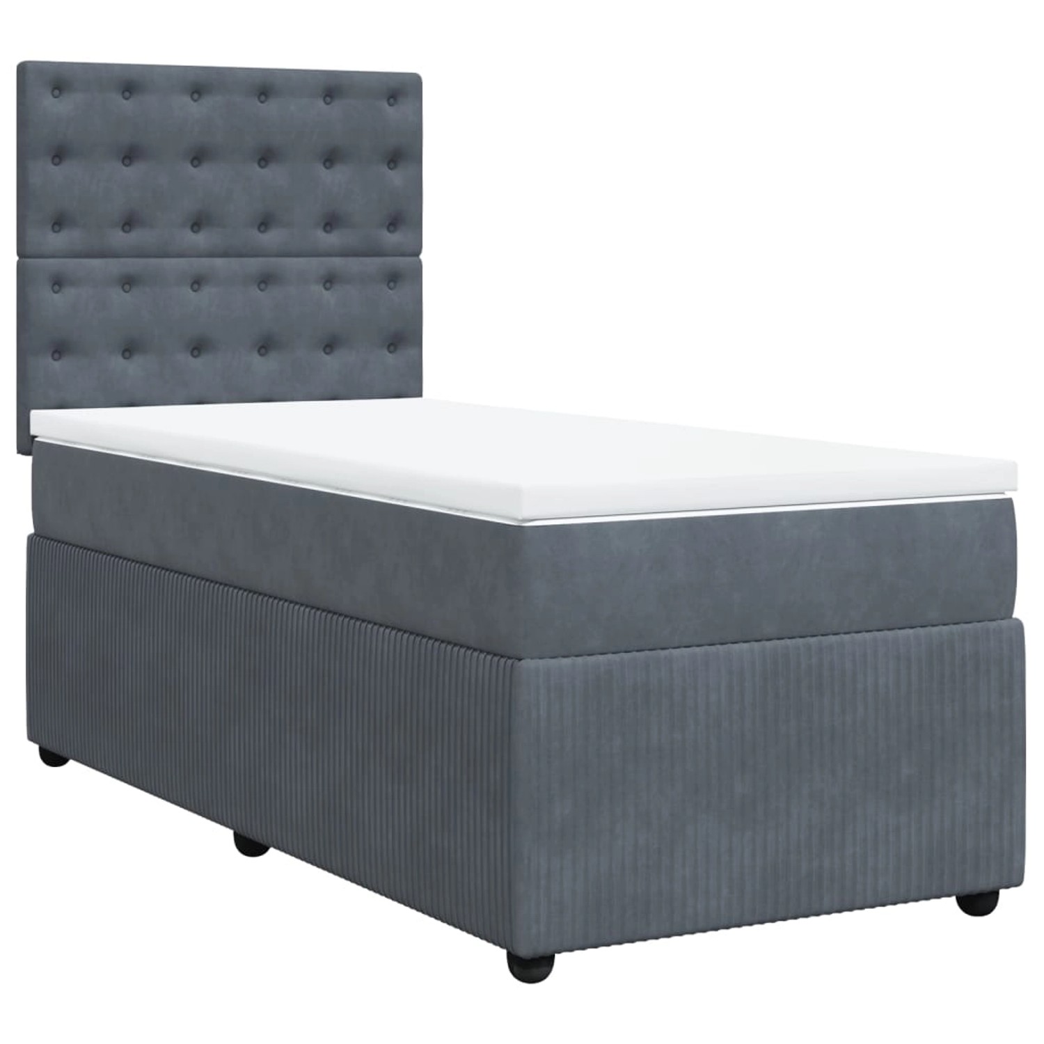 vidaXL Boxspringbett, Boxspringbett mit Matratze Dunkelgrau 90x190 cm Samt günstig online kaufen