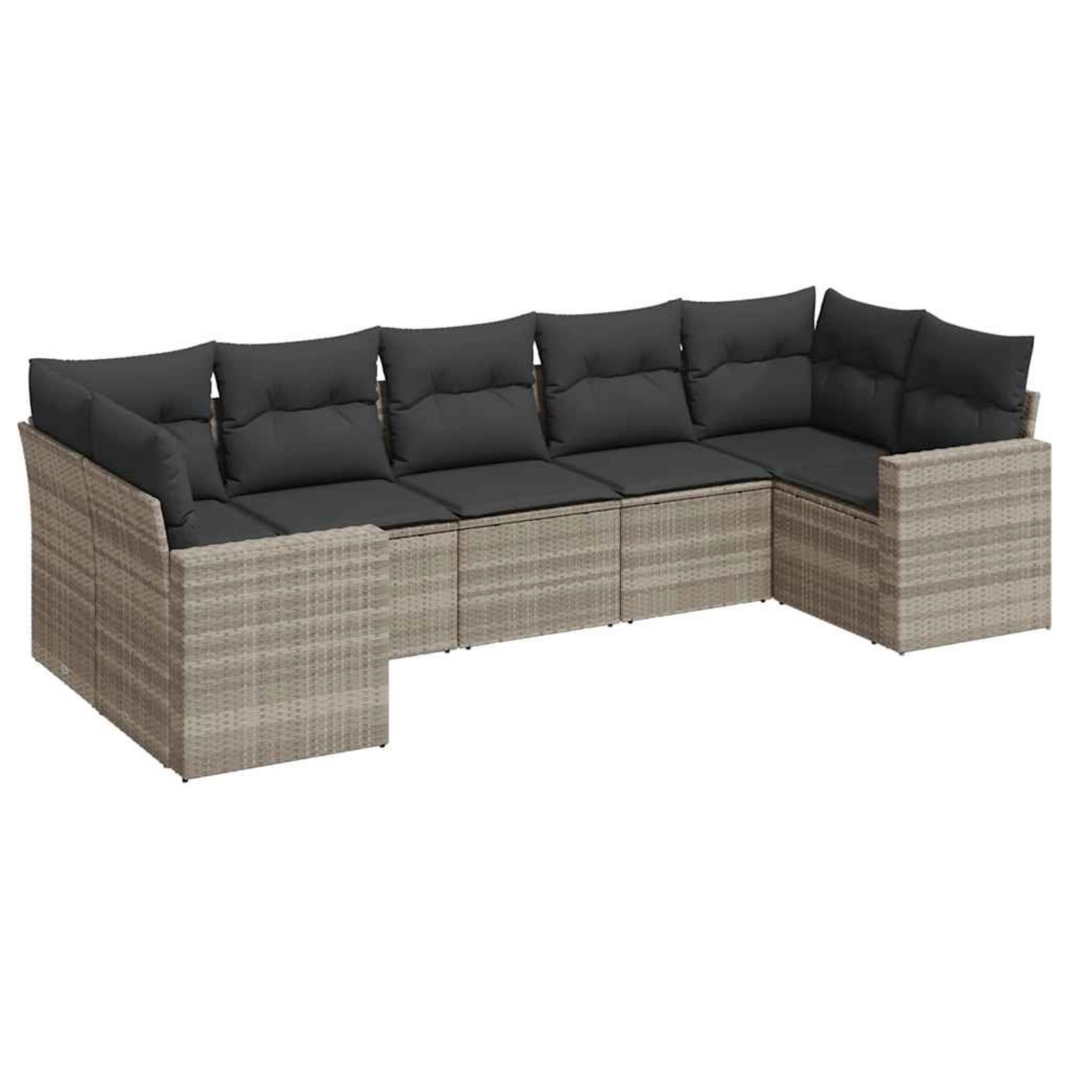 vidaXL 7-Tlg Garten-Sofagarnitur mit Kissen Hellgrau Poly Rattan 3219382 günstig online kaufen