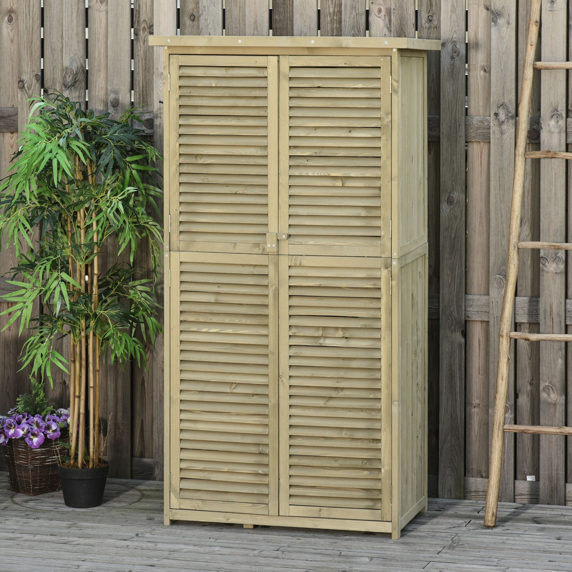 Outsunny Gartenschrank grau Kiefer B/H/L: ca. 46,5x160x87 cm günstig online kaufen