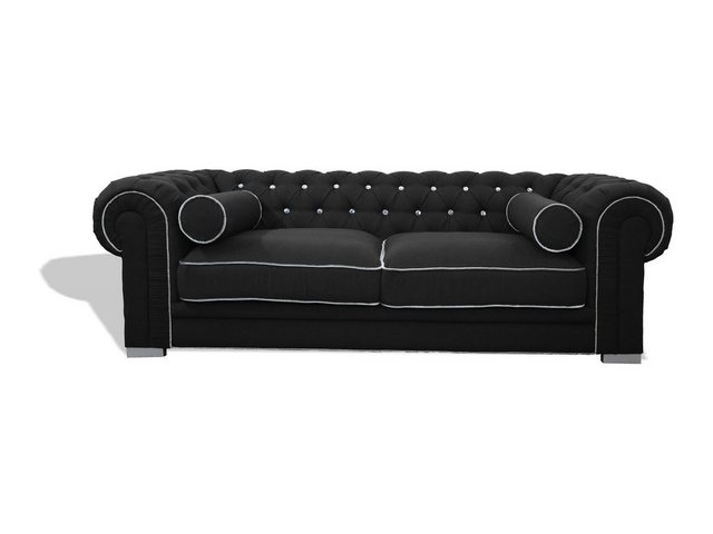 Xlmoebel Sofa Chesterfield-Sofa für 3 Personen Schwarz Textil, 1 Teile, Her günstig online kaufen