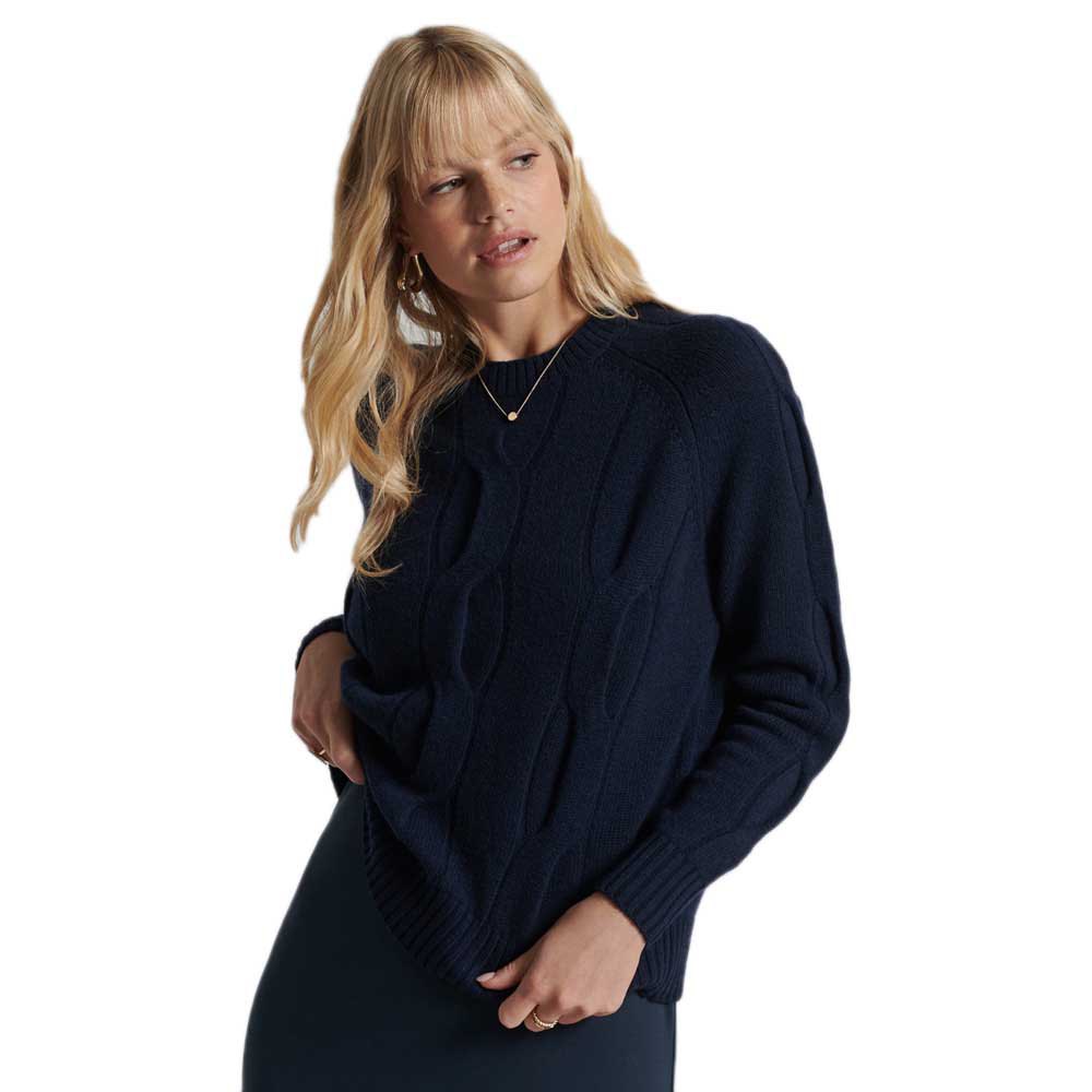 Superdry Studios Cable Knit Sweater XS Eclipse Navy günstig online kaufen
