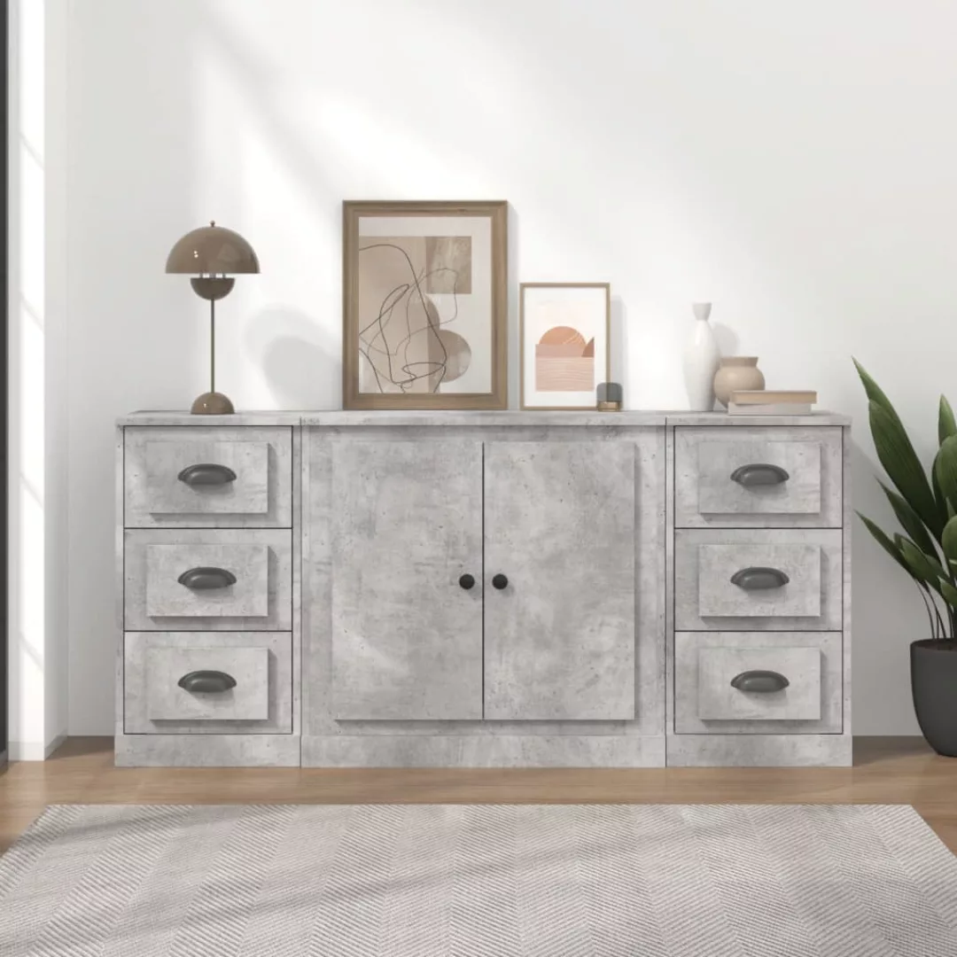 Vidaxl Sideboards 3 Stk. Betongrau Holzwerkstoff günstig online kaufen