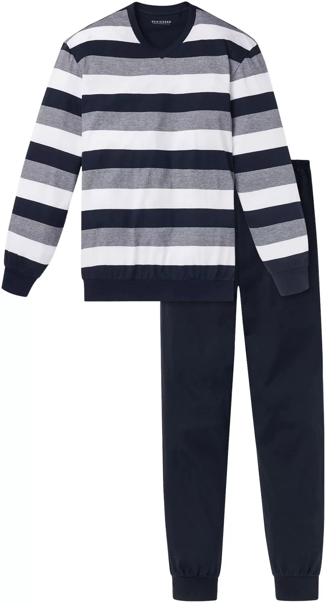 Schiesser Pyjama ""Dark Sapphire"", (2 tlg.), mit Blockringeln günstig online kaufen