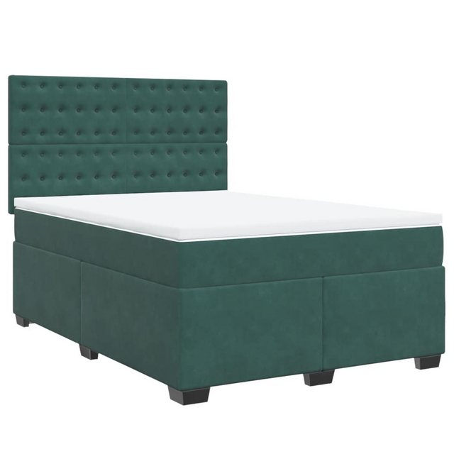 vidaXL Bett Boxspringbett mit Matratze Dunkelgrün 140x200 cm Samt günstig online kaufen