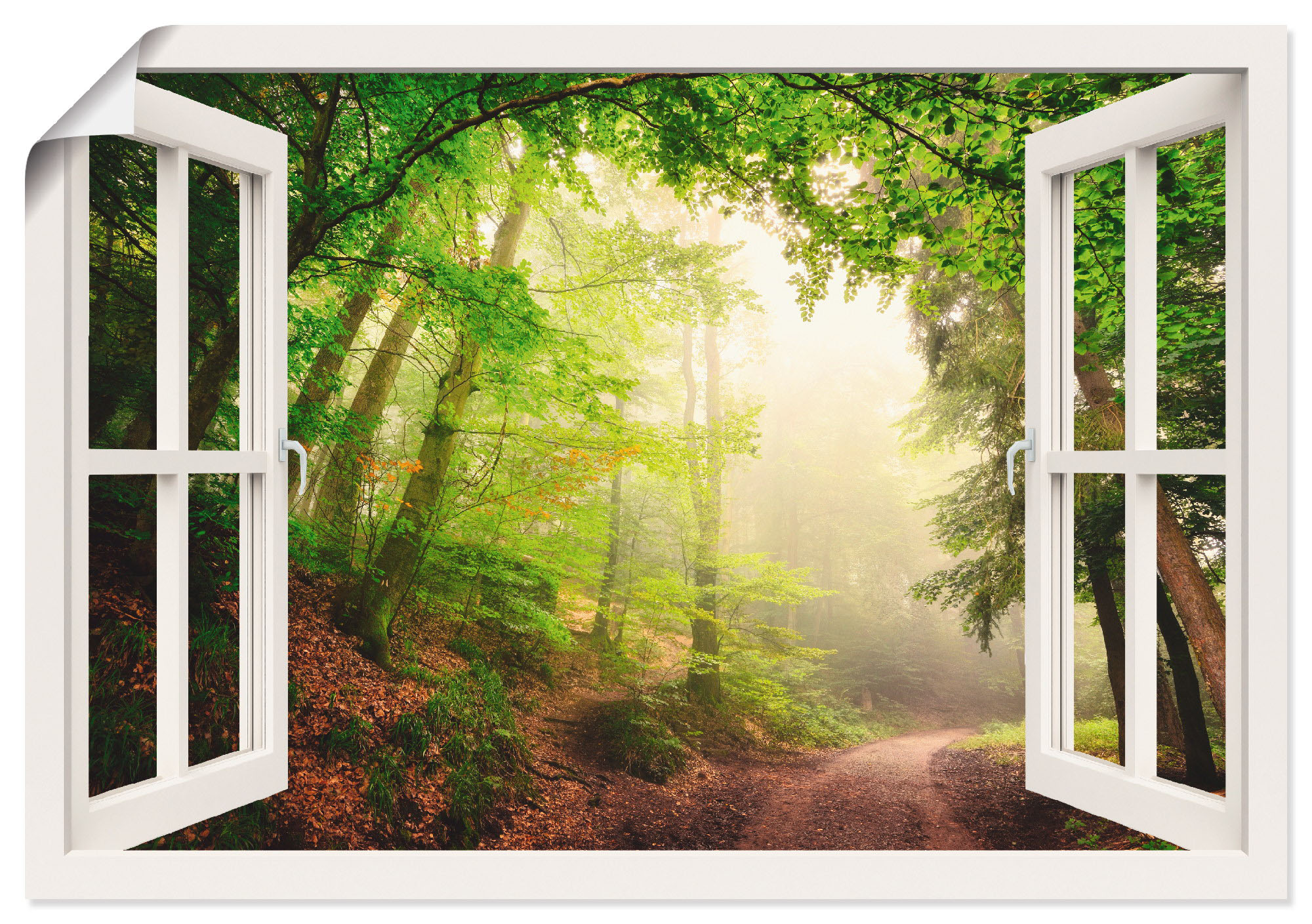 Artland Wandbild »Fensterblick Torbögen durch Bäume«, Wald, (1 St.), als Le günstig online kaufen