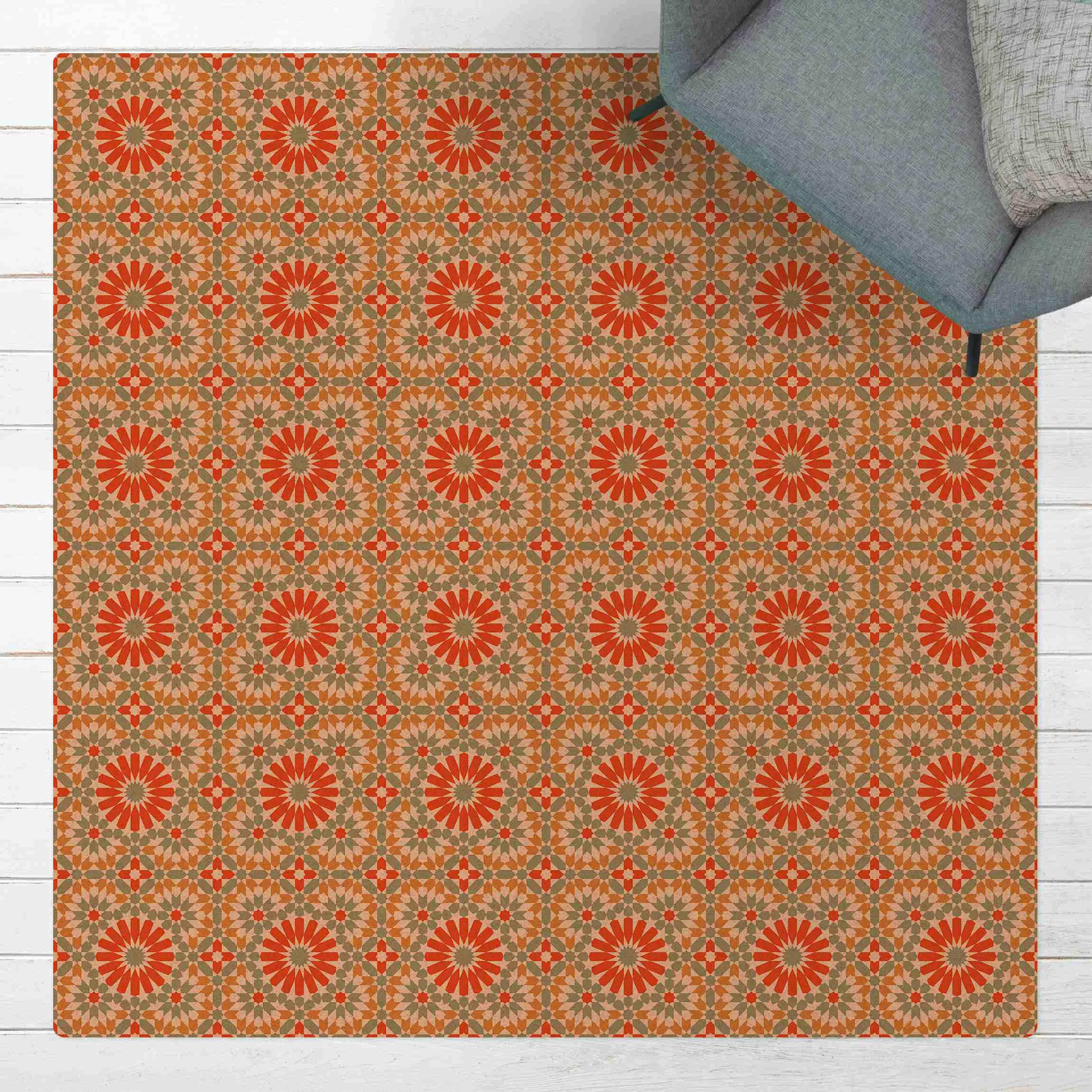 Kork-Teppich Orientalisches Muster mit bunten Kacheln günstig online kaufen
