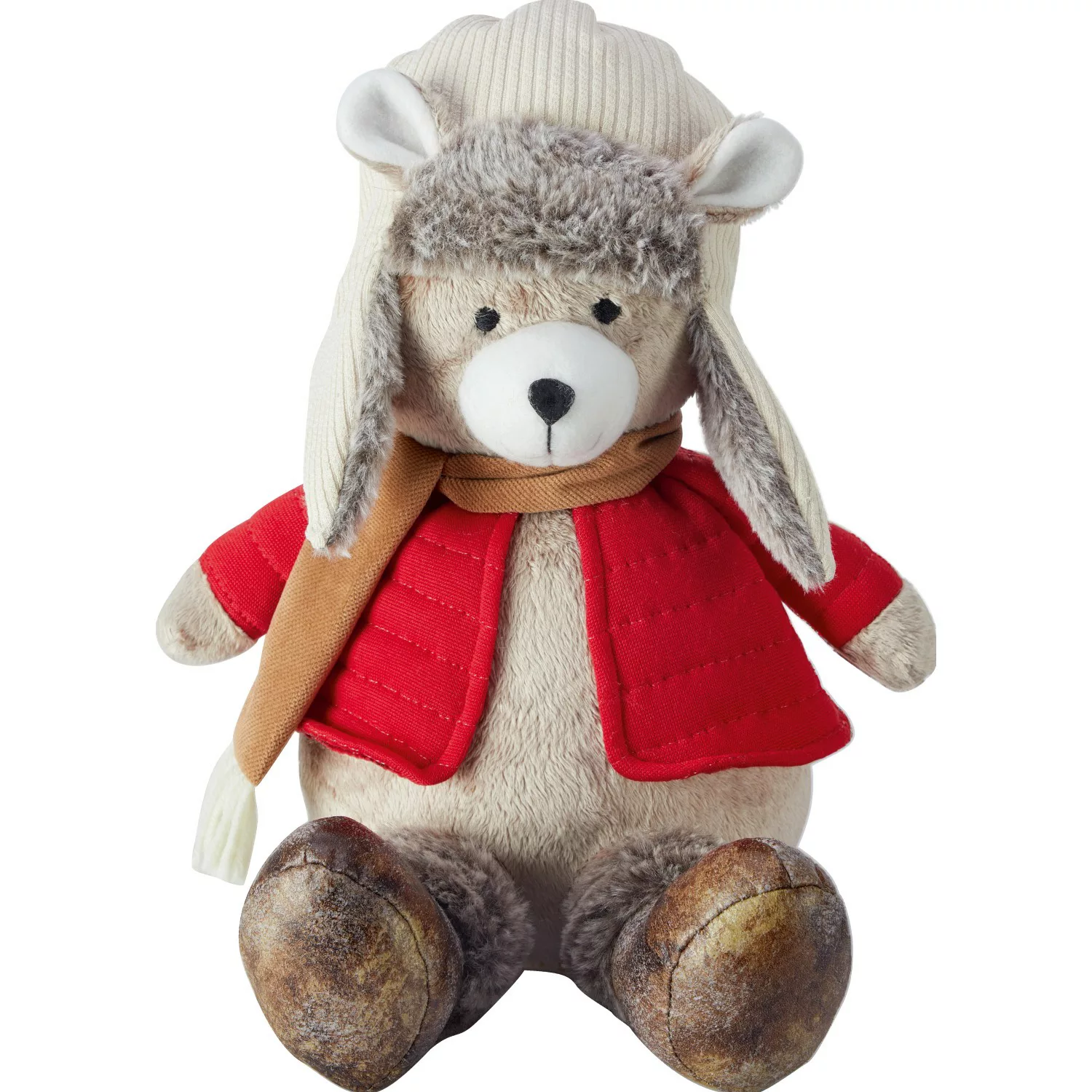 Stoffbär 30 cm Beige-Rot günstig online kaufen