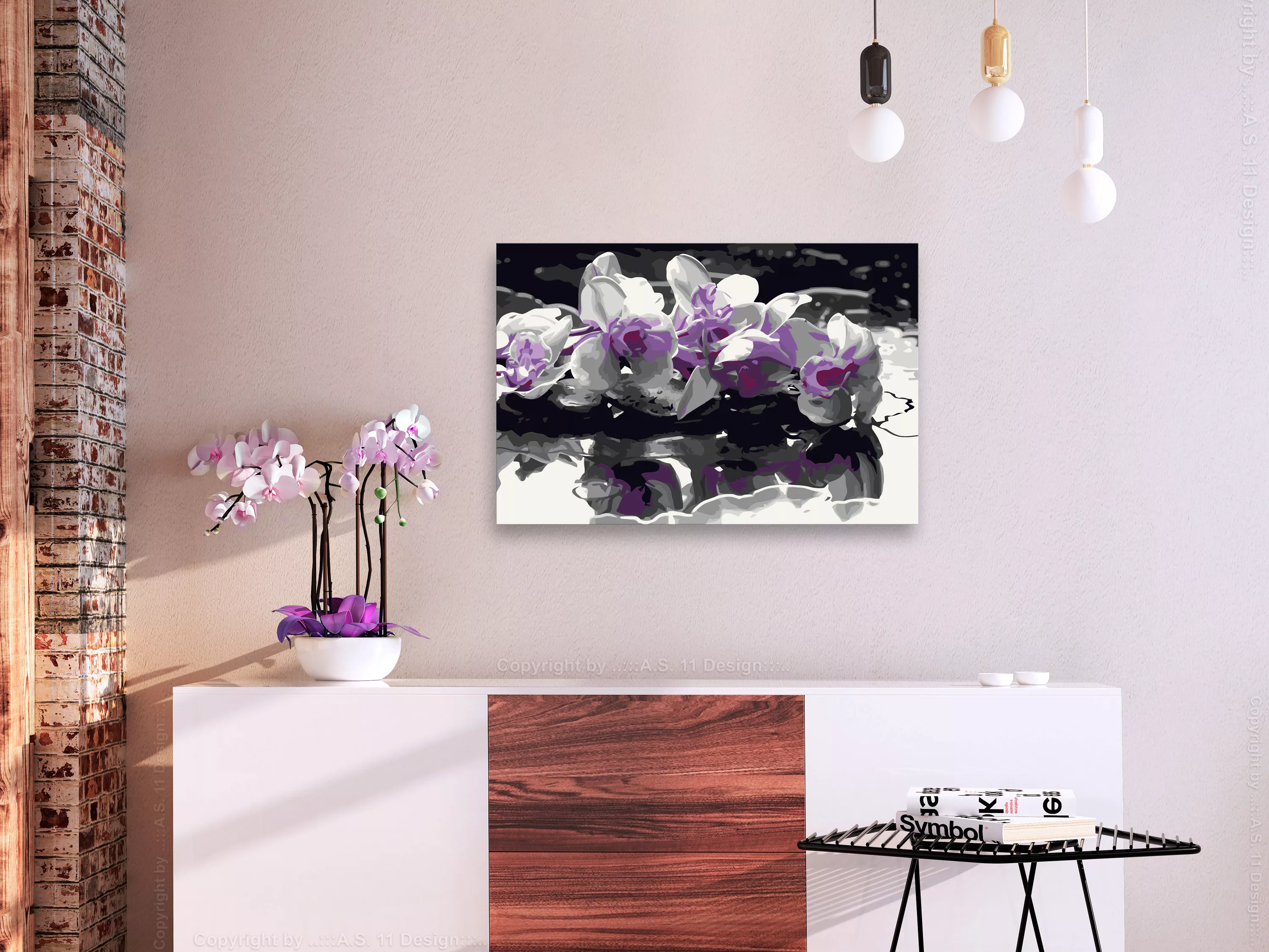 Malen Nach Zahlen - Violette Orchidee (schwarzer Hintergrund & Wasserspiege günstig online kaufen