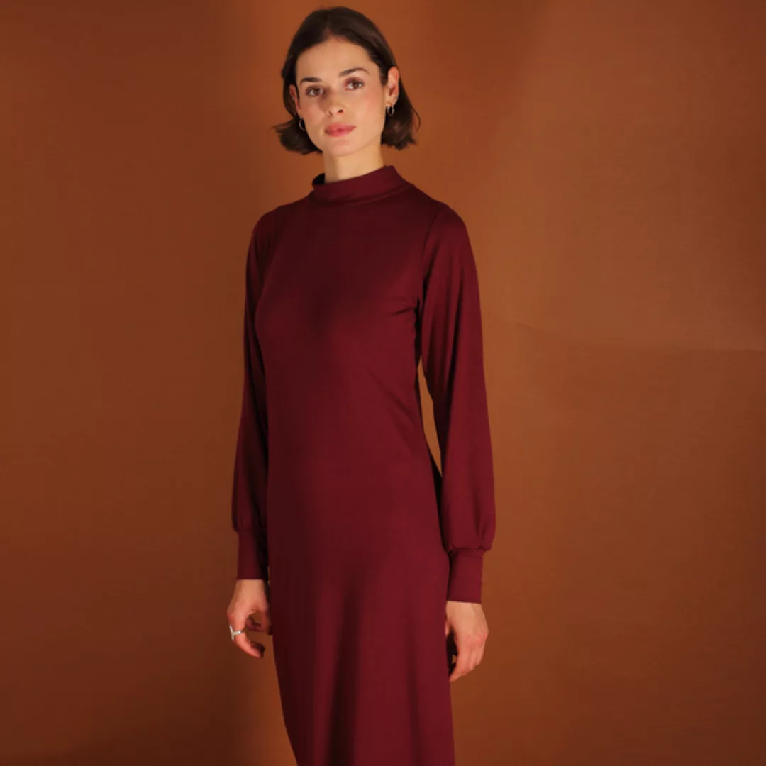 Tencel Turtleneck Kleid Noa In Petrol Oder Berry günstig online kaufen