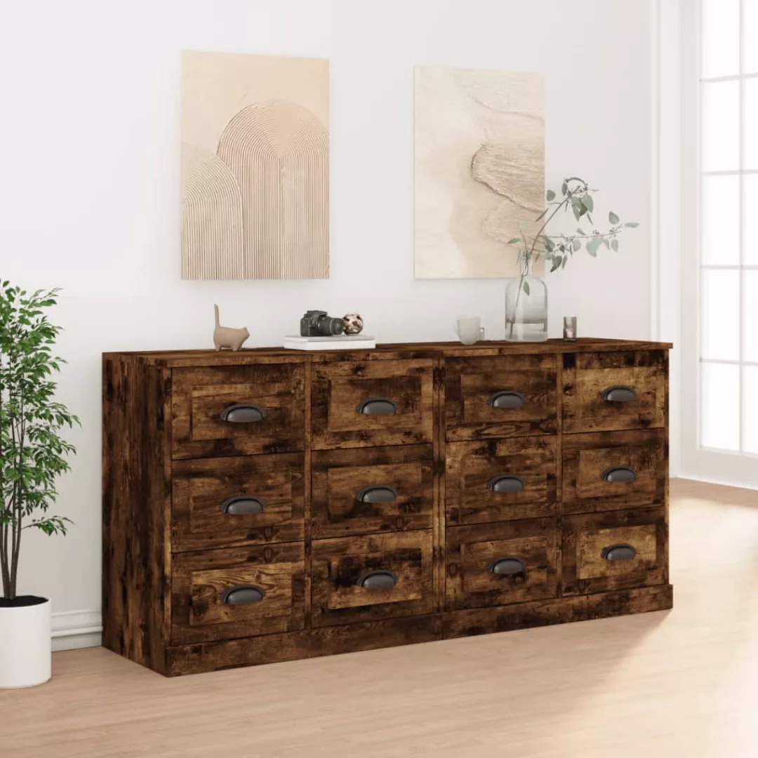 Vidaxl Sideboards 2 Stk. Räuchereiche Holzwerkstoff günstig online kaufen