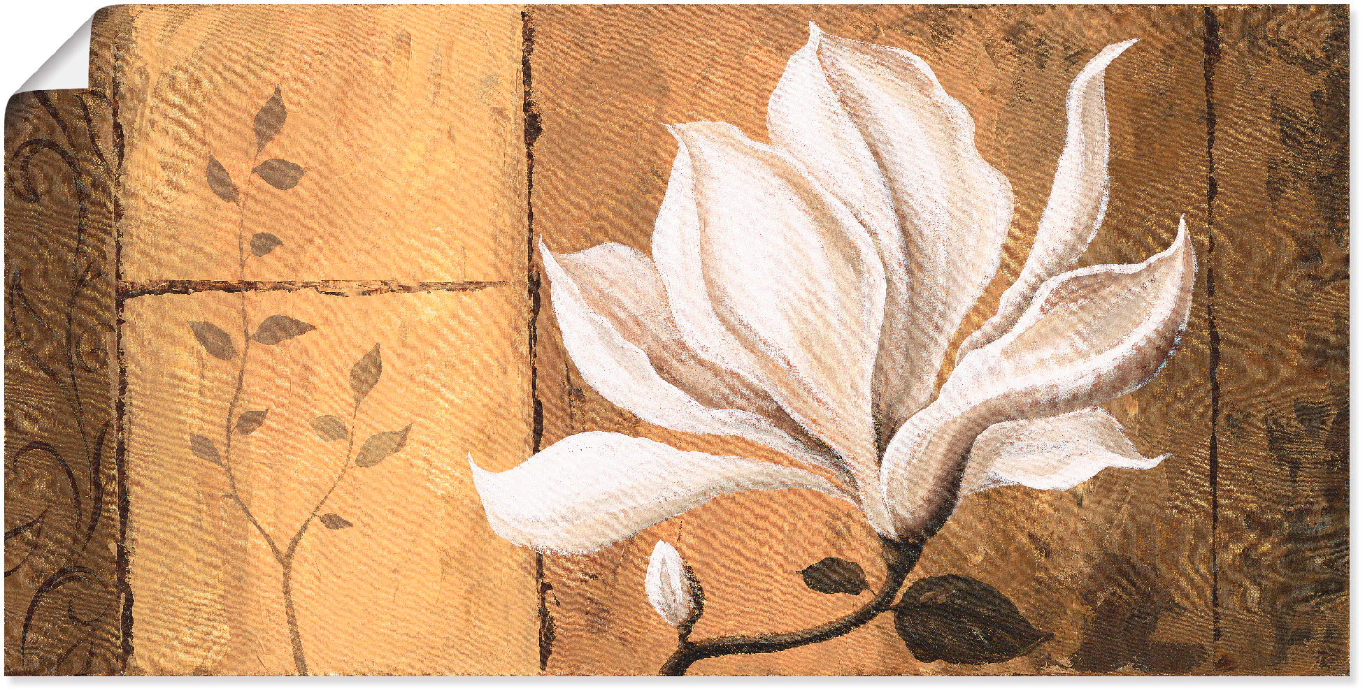 Artland Wandbild "Magnolie an Gold-Braun", Blumen, (1 St.), als Leinwandbil günstig online kaufen