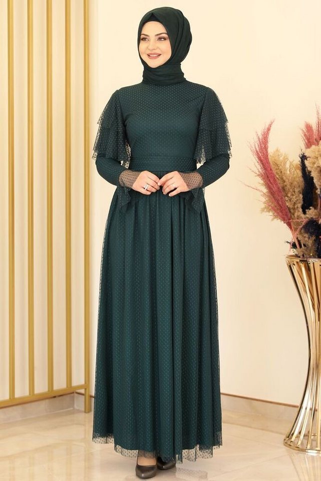 Modavitrini Tüllkleid Abendkleid aus gepunktetem Tüll Hijab Kleid Abiye Aba günstig online kaufen