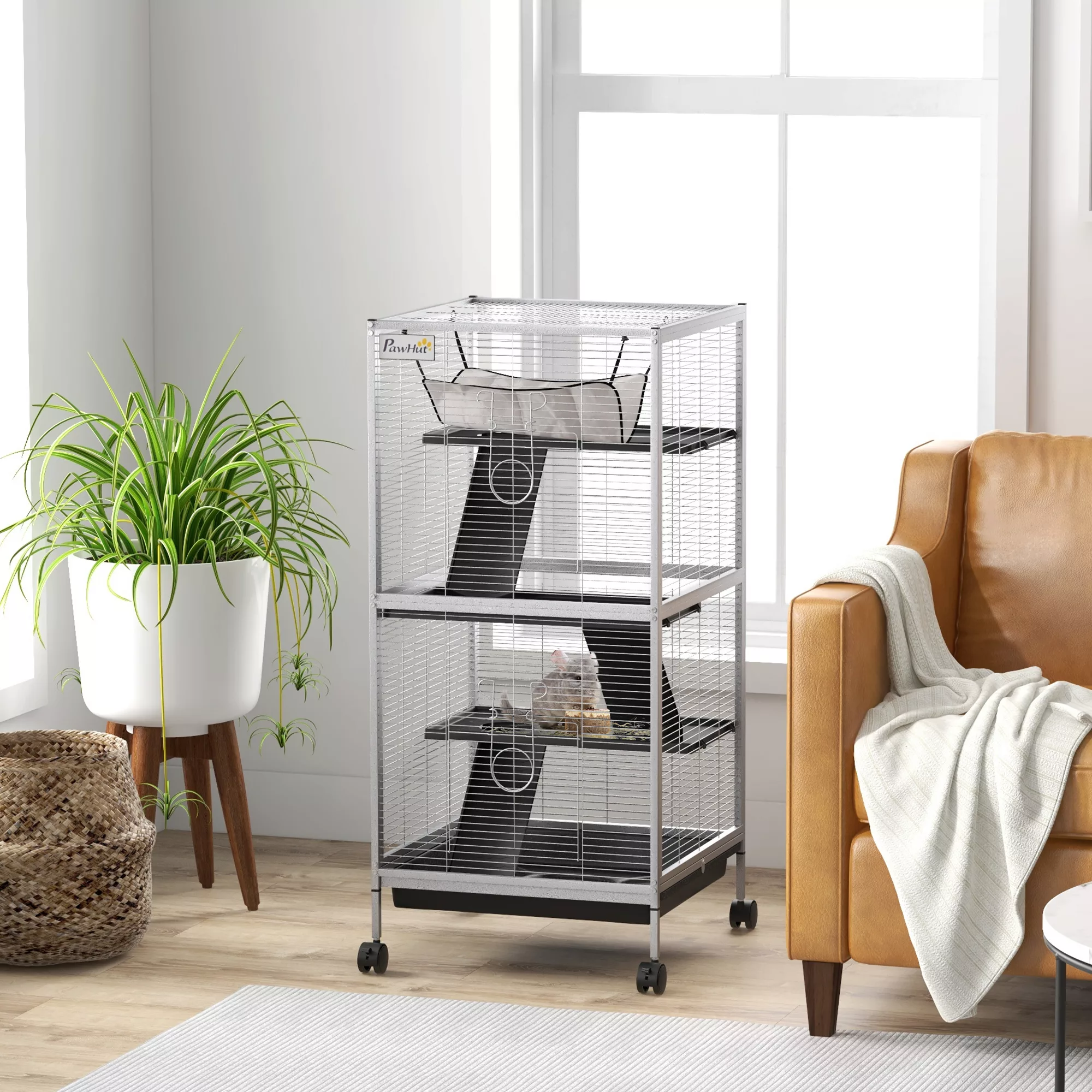 PawHut Käfig für Kleintiere Portable auf 4 Ebenen Chinchilla-Käfig Frettche günstig online kaufen