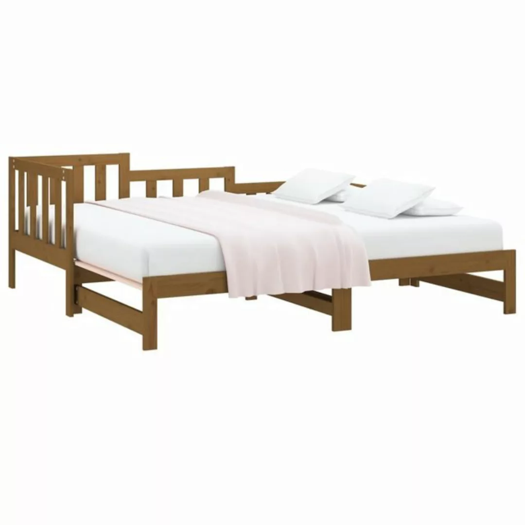 vidaXL Bett Tagesbett Ausziehbar Honigbraun 2x(80x200) cm Massivholz Kiefer günstig online kaufen