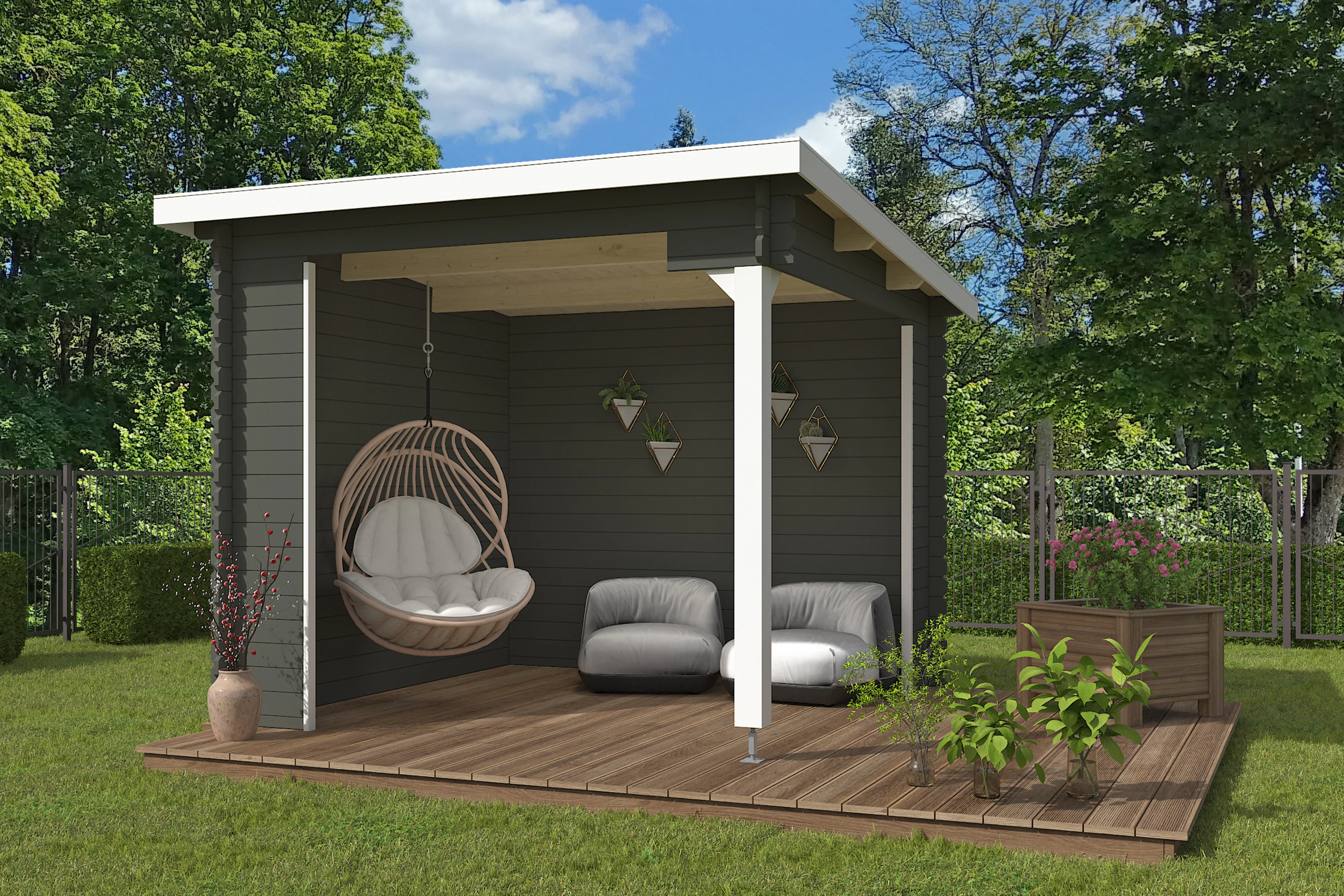Nordic Holz Gartenhaus "Buffalo 380", (Unterstand inkl. Rückwand) günstig online kaufen