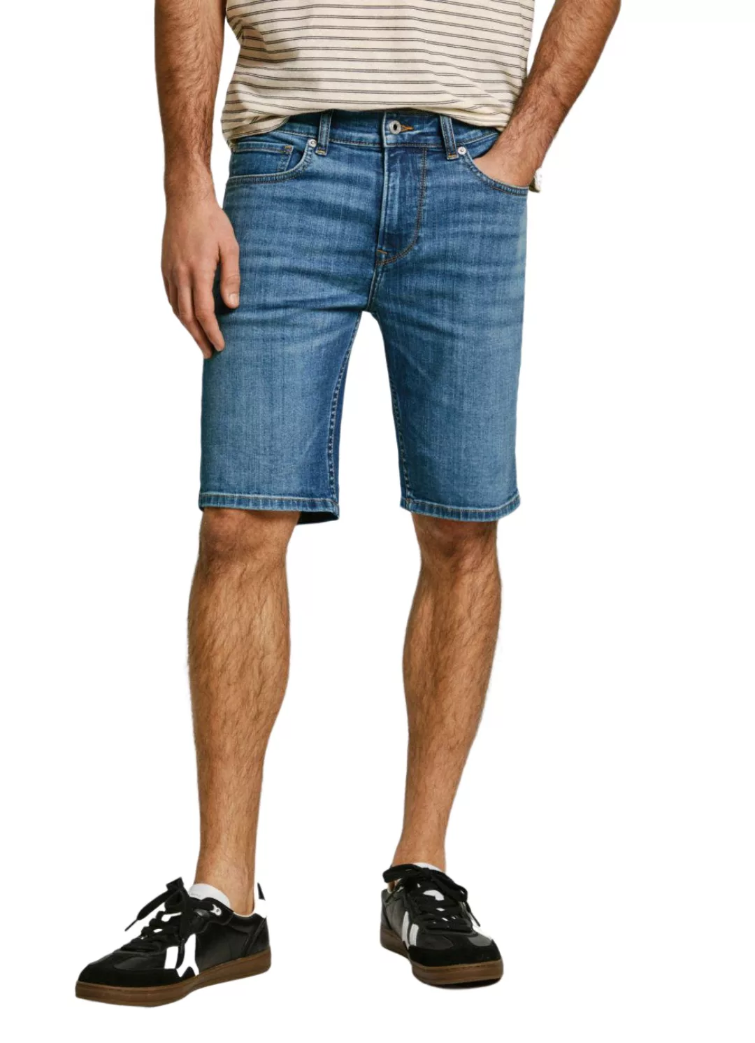 Pepe Jeans Herren Jeans Short SLIM SHORT HATCH - Mid Waist Slim Fit - Blau günstig online kaufen