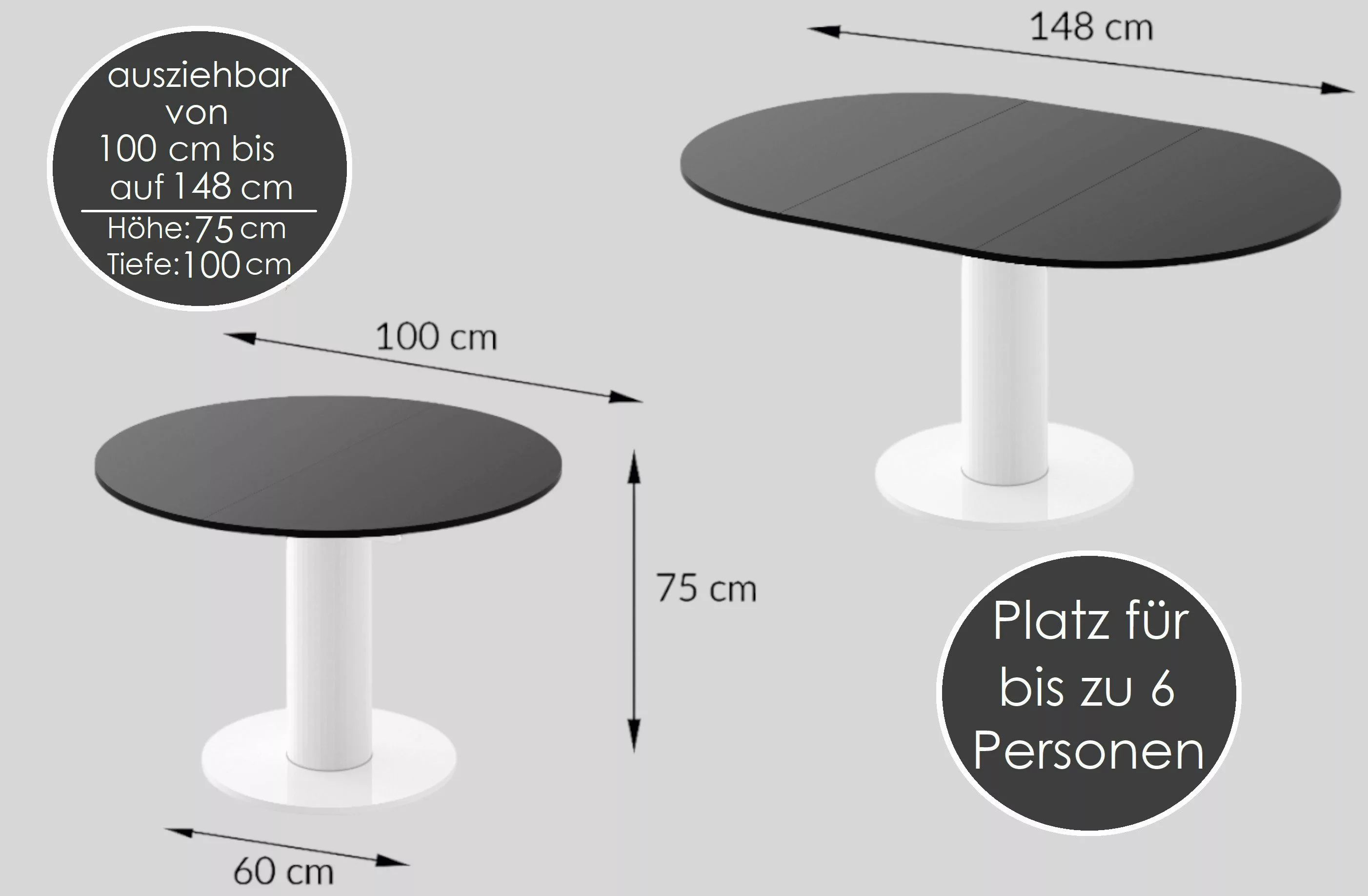 designimpex Esstisch Design HES-111 Tisch rund günstig online kaufen