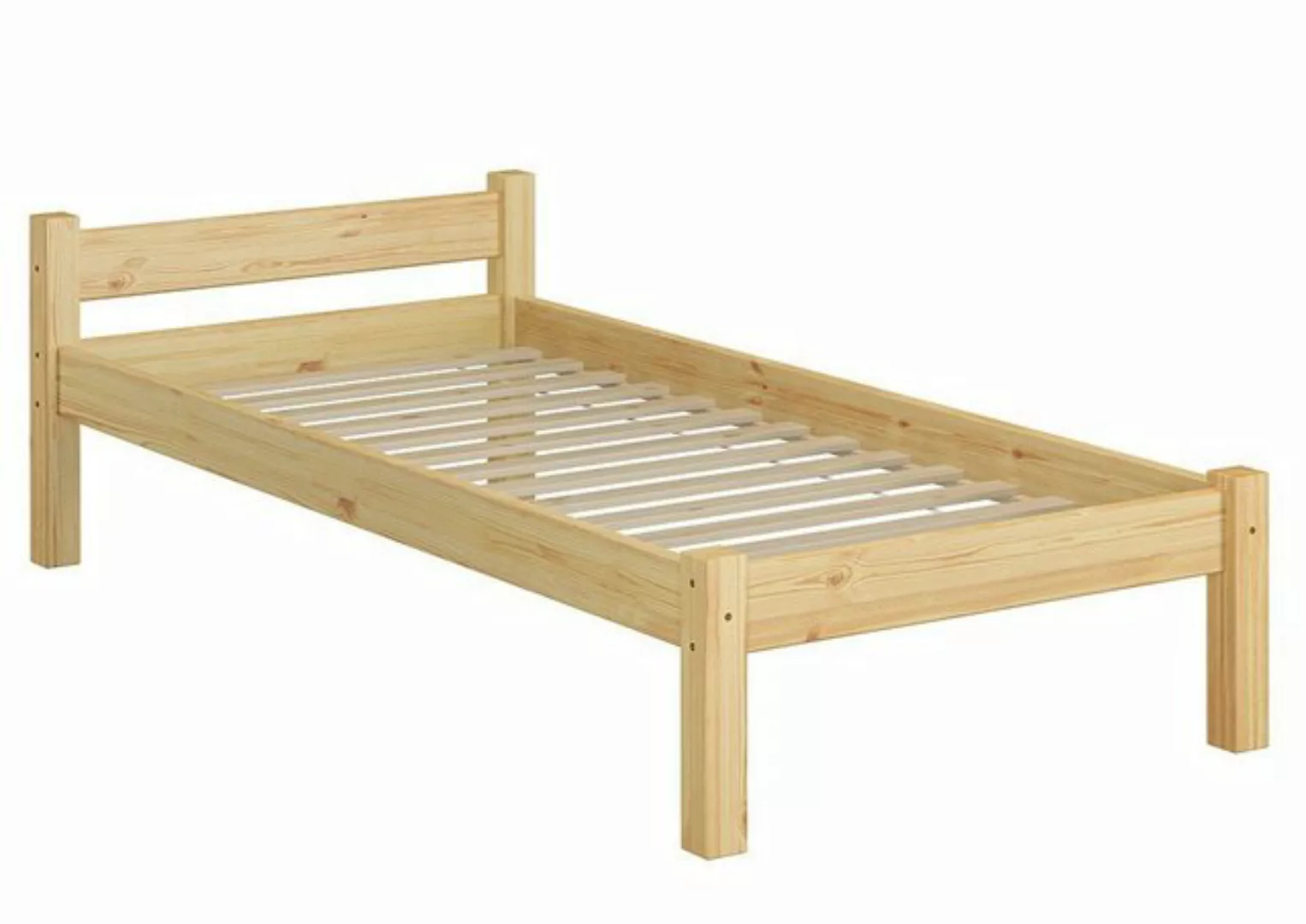 ERST-HOLZ Bett Holzbett stabil Kiefer 90x200 mit Rost, Kieferfarblos lackie günstig online kaufen