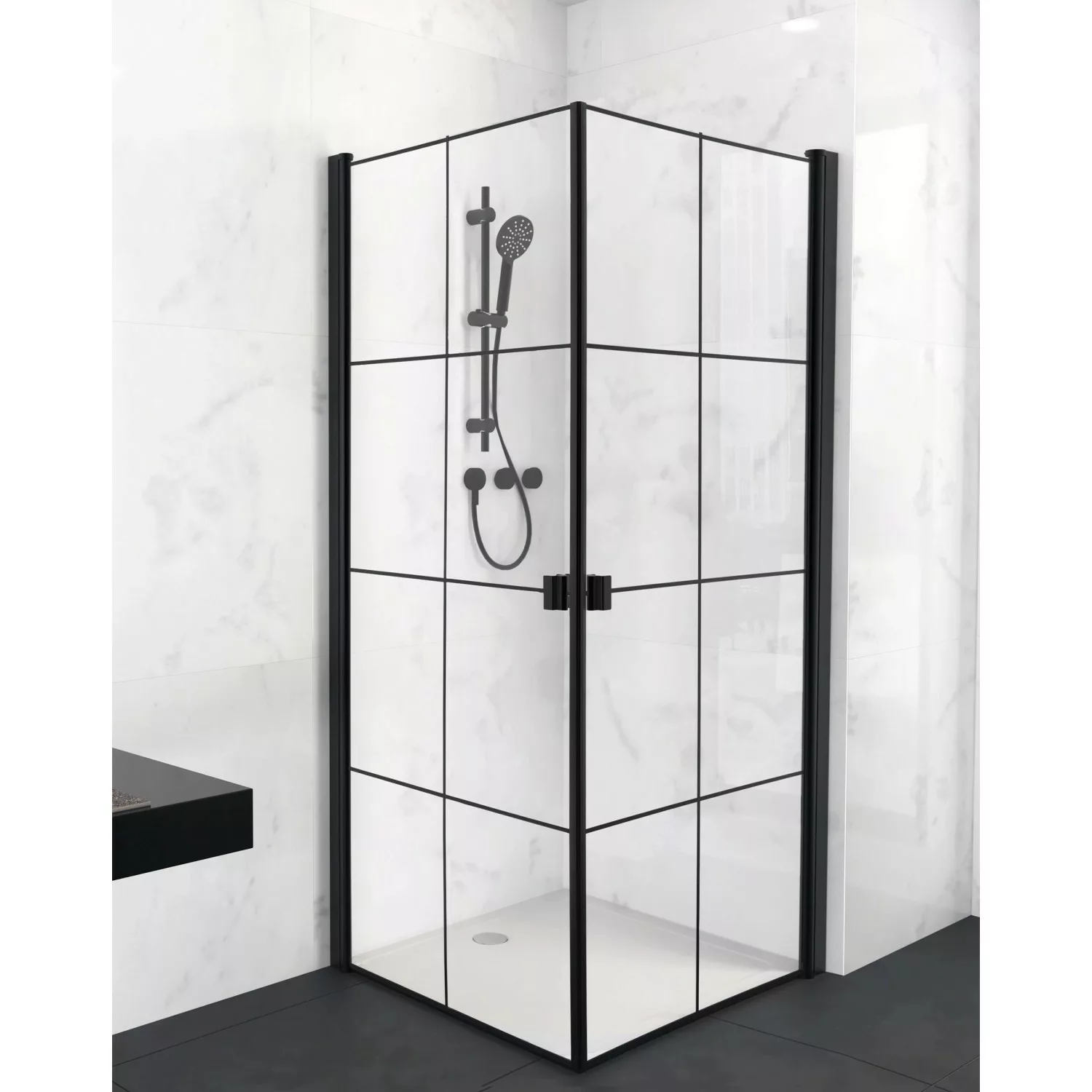 Aurlane Glasdusche Black Galaxy 90 cm x 90 cm x 200 cm günstig online kaufen