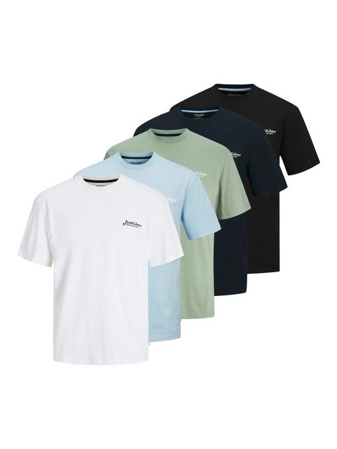 Jack & Jones Rundhalsshirt JJBEAU TEE SS FRONTPRINT 5PK MP (Packung, 5-tlg) günstig online kaufen