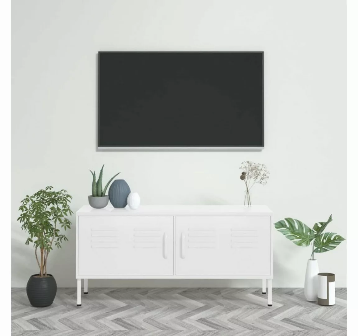vidaXL TV-Schrank TV-Schrank Weiß 105x35x50 cm Stahl Lowboard günstig online kaufen