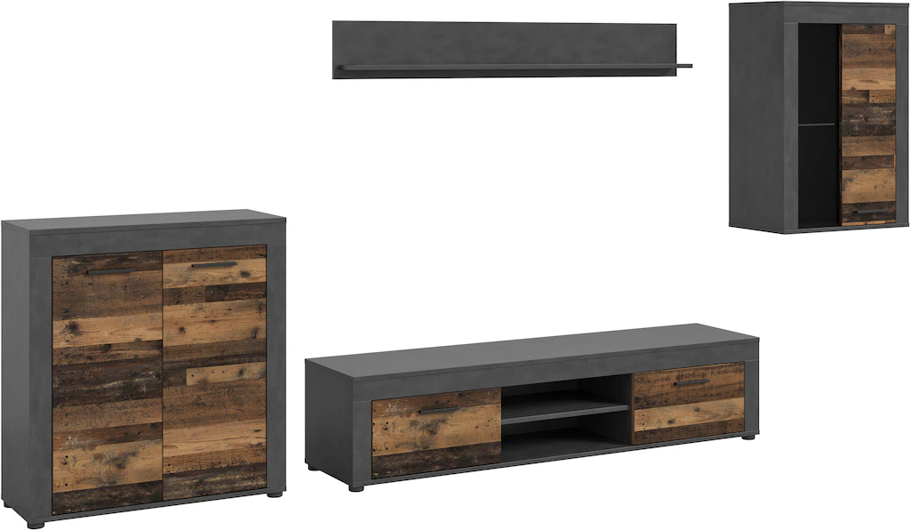 INOSIGN Wohnwand "Aosta, 4-tlg., best. aus: Highboard, Lowboard, Wandboard günstig online kaufen