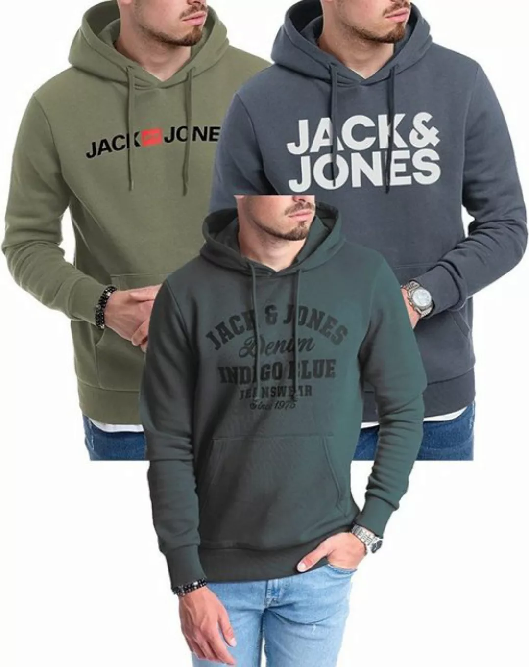 Jack & Jones Kapuzensweatshirt modische Hoodies mit Logoprint (Spar-Set, 3e günstig online kaufen