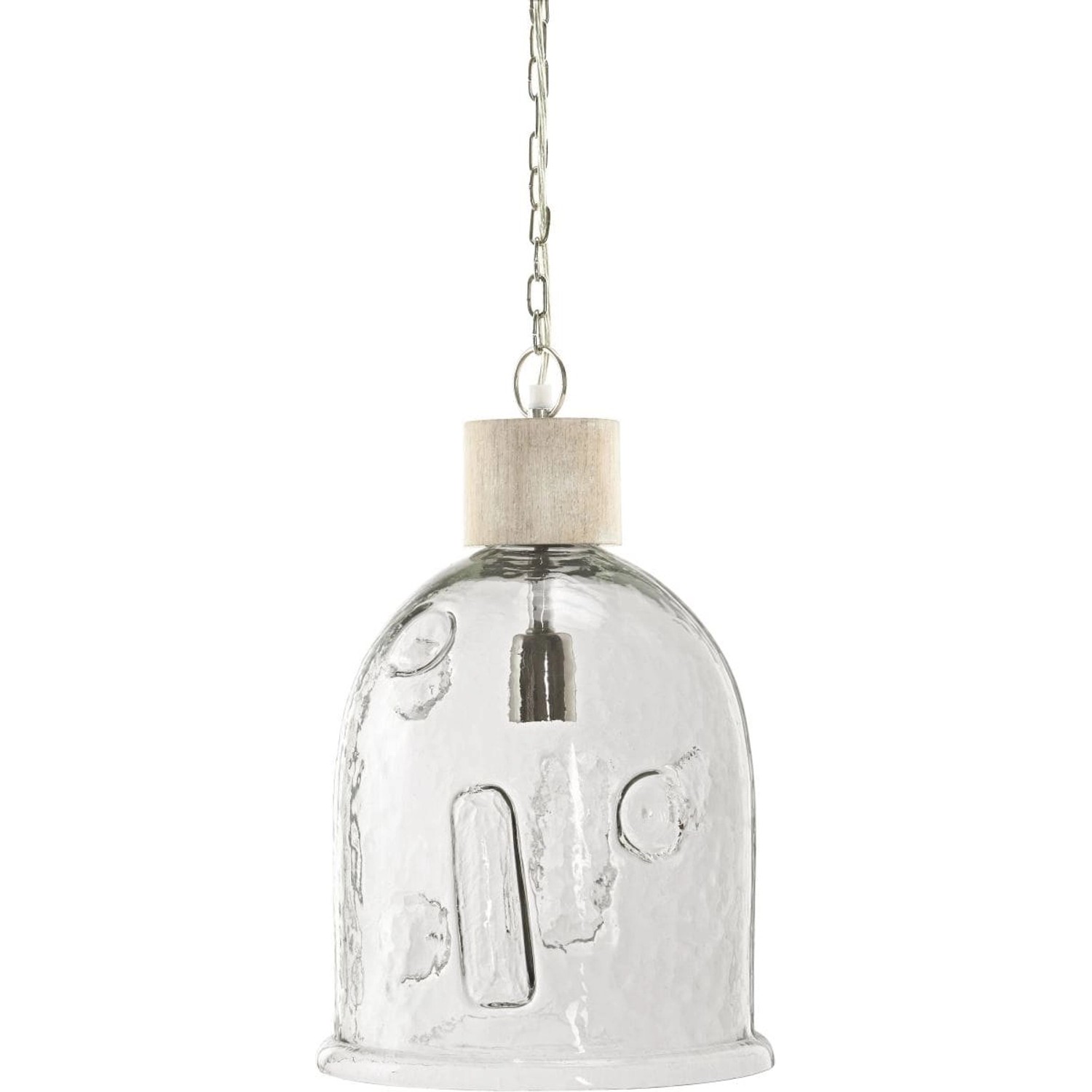 PR Home Skylar Glas Pendelleuchte Klar mit hellem Holz 28x43cm E27 günstig online kaufen