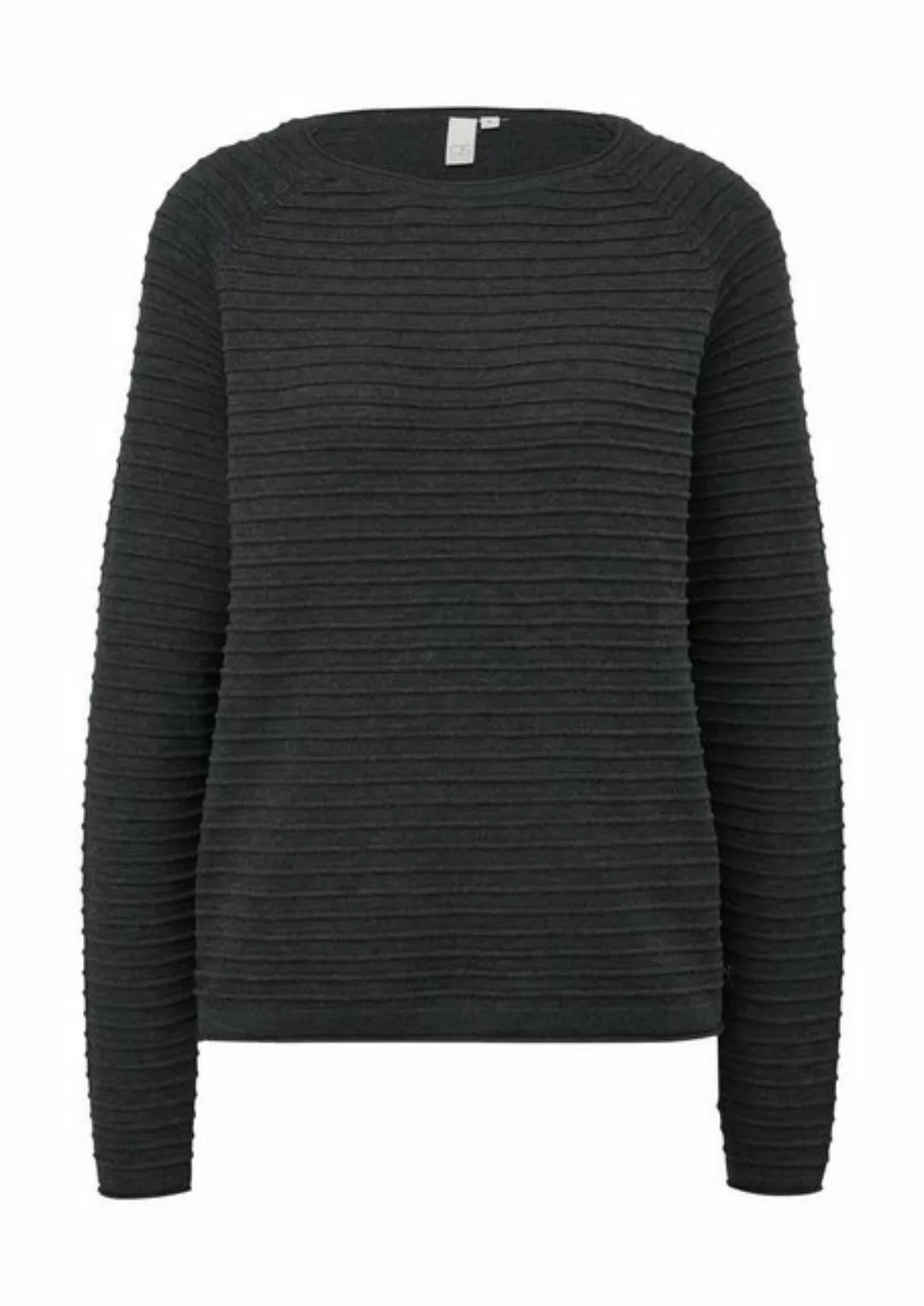 QS Sweatshirt Strickpullover, GREY/BLACK günstig online kaufen